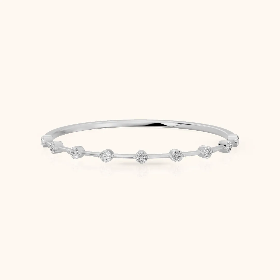 Zaria Dot Dash Round Diamond Wedding Band in Silver — view 2