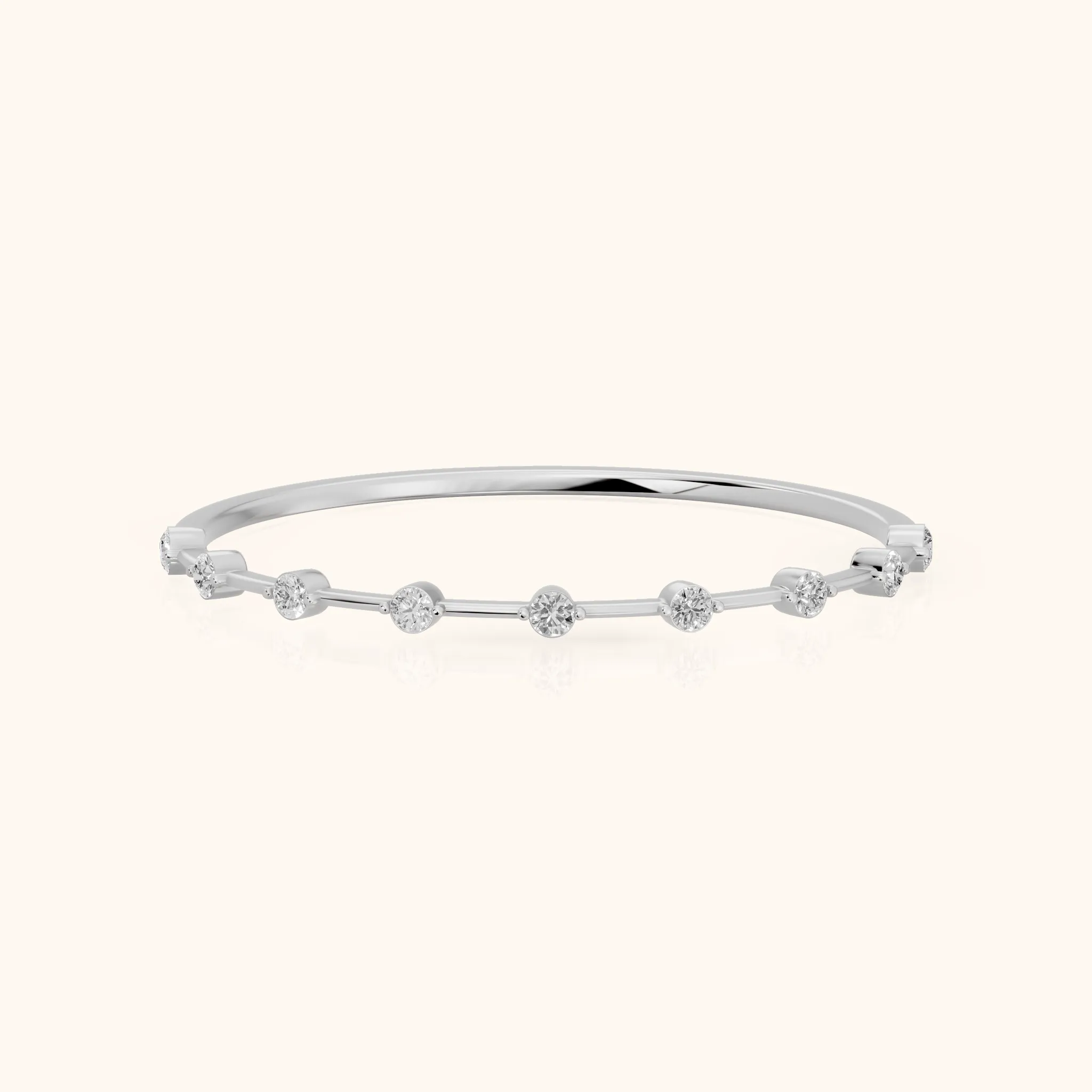 Zaria Dot Dash Round Diamond Wedding Band in Silver — view 1