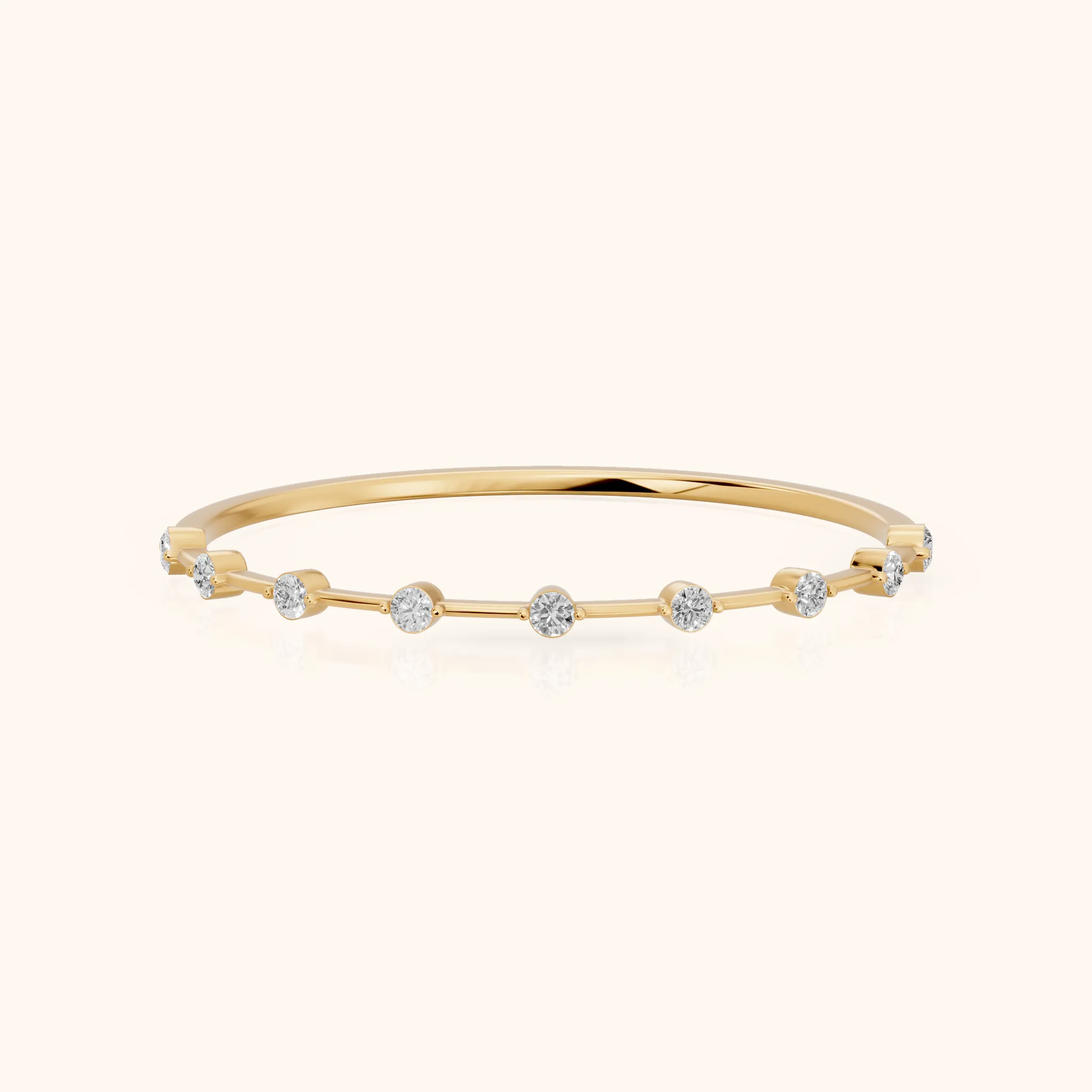 Zaria Dot Dash Round Diamond Wedding Band in Yellow Gold — view 1