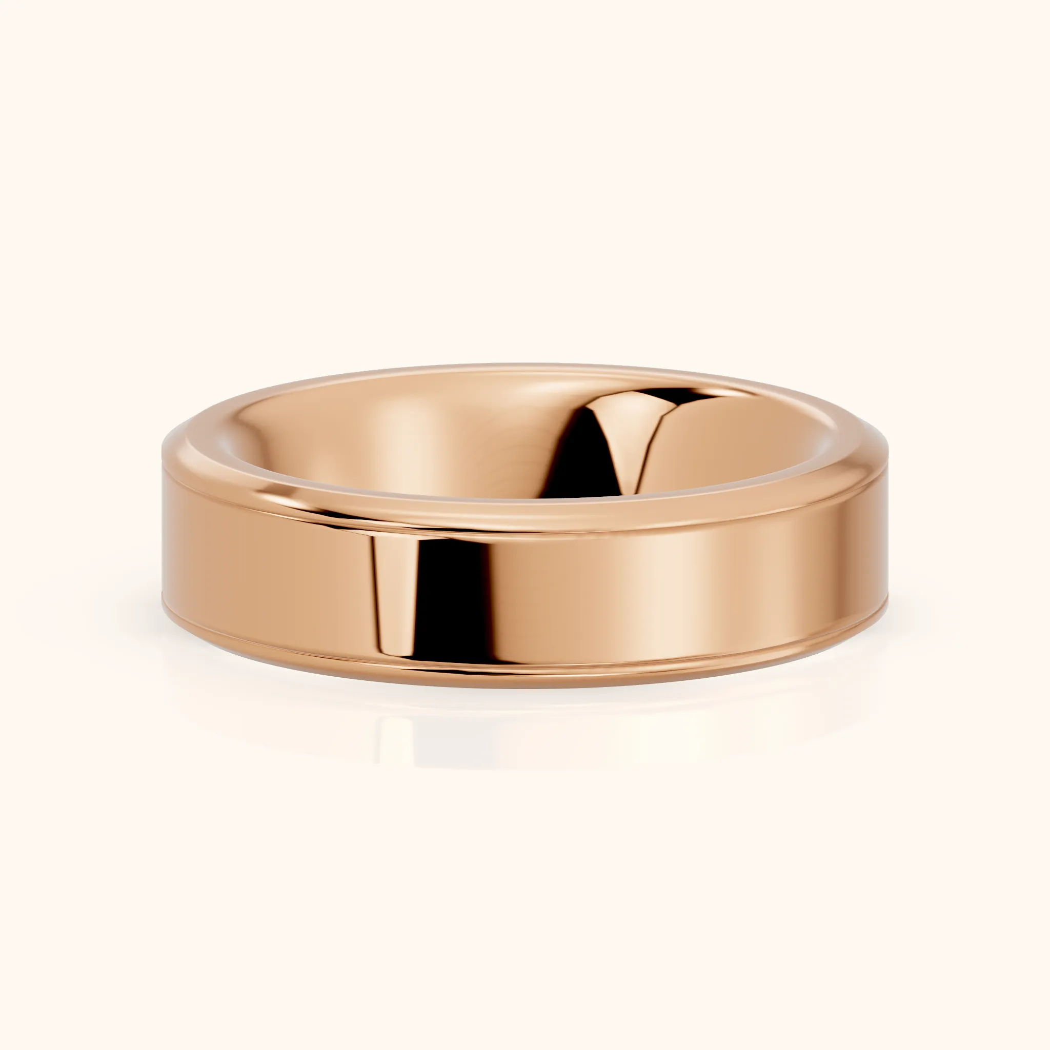 Anika Flat Beveled Wedding Band in Rose Gold — view 1