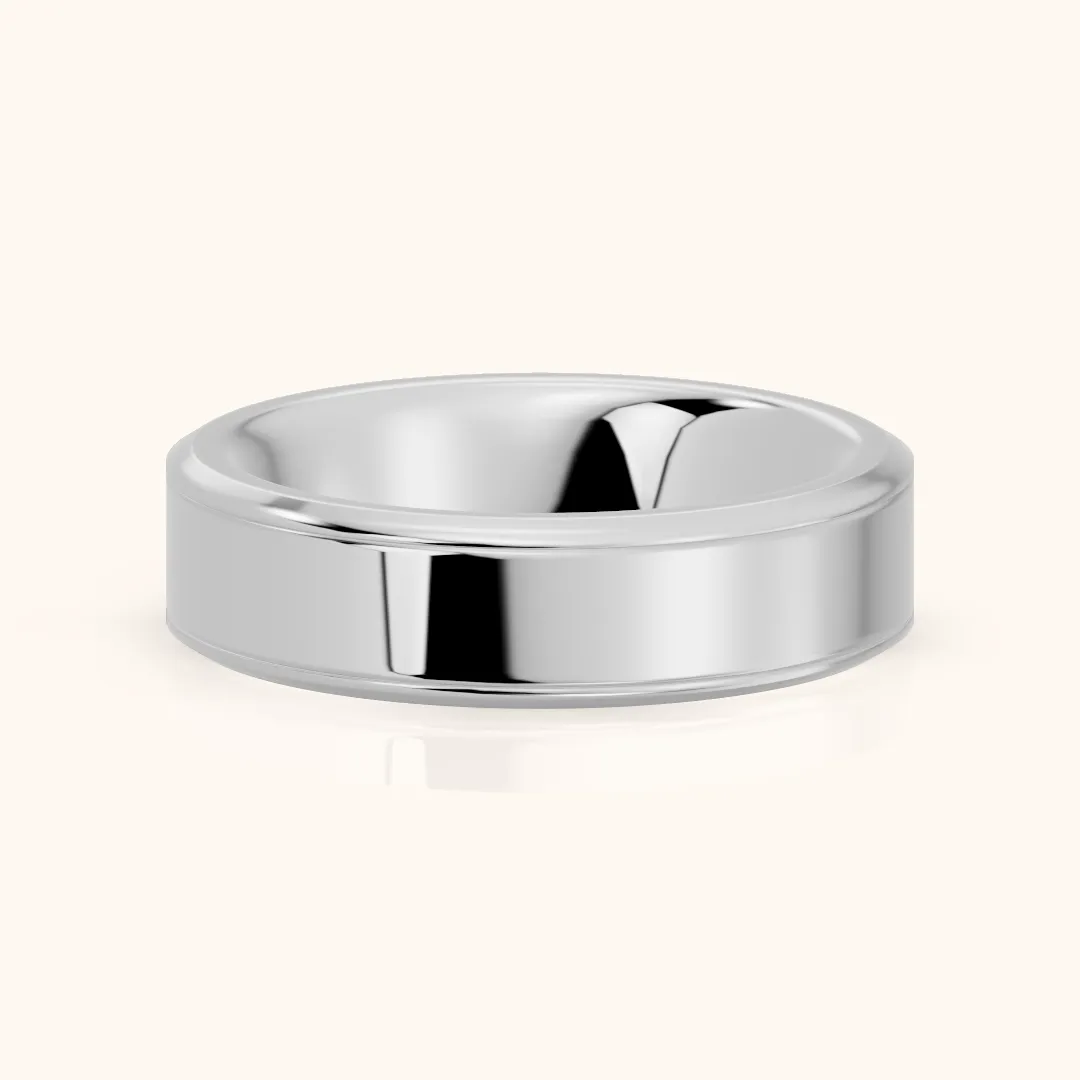 Anika Flat Beveled Wedding Band in Silver — view 2