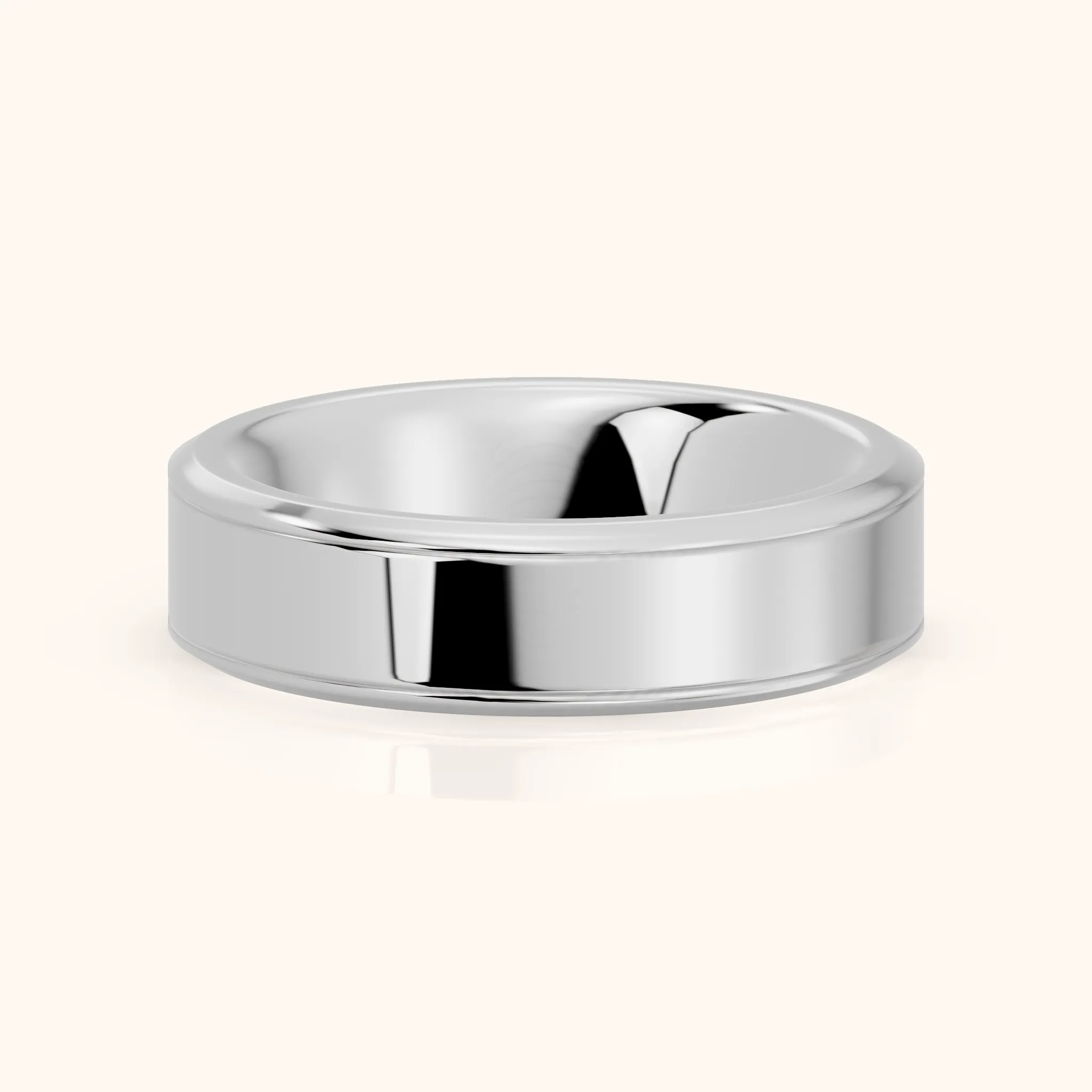 Anika Flat Beveled Wedding Band in Silver — view 1