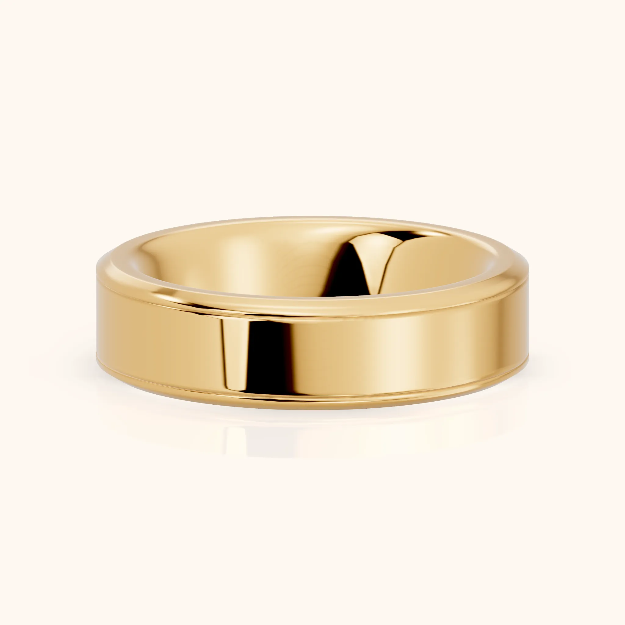 Anika Flat Beveled Wedding Band in Yellow Gold — view 1