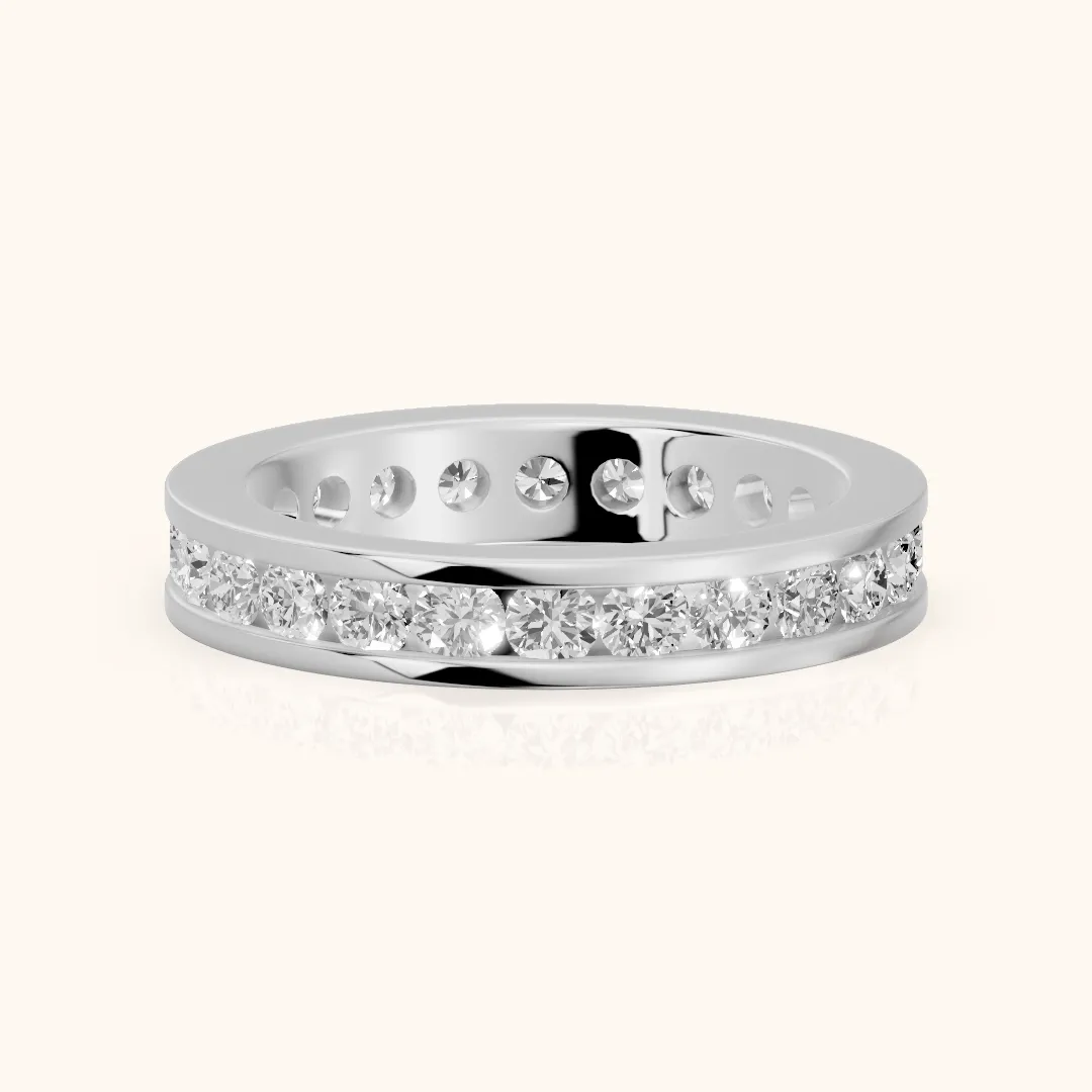 Ayana Channel Set Round Diamond Eternity Band in Silver — view 2
