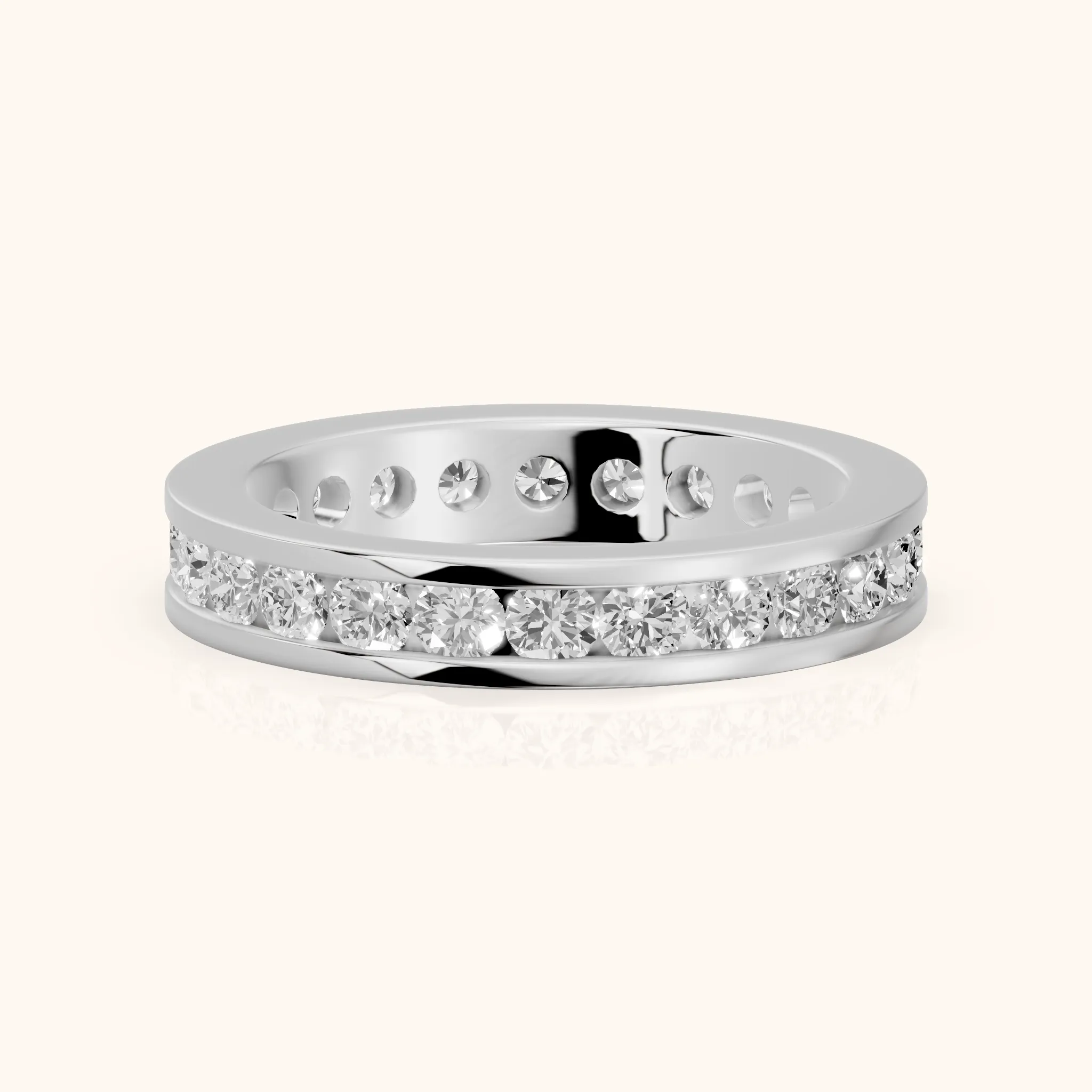 Ayana Channel Set Round Diamond Eternity Band in Silver — view 1