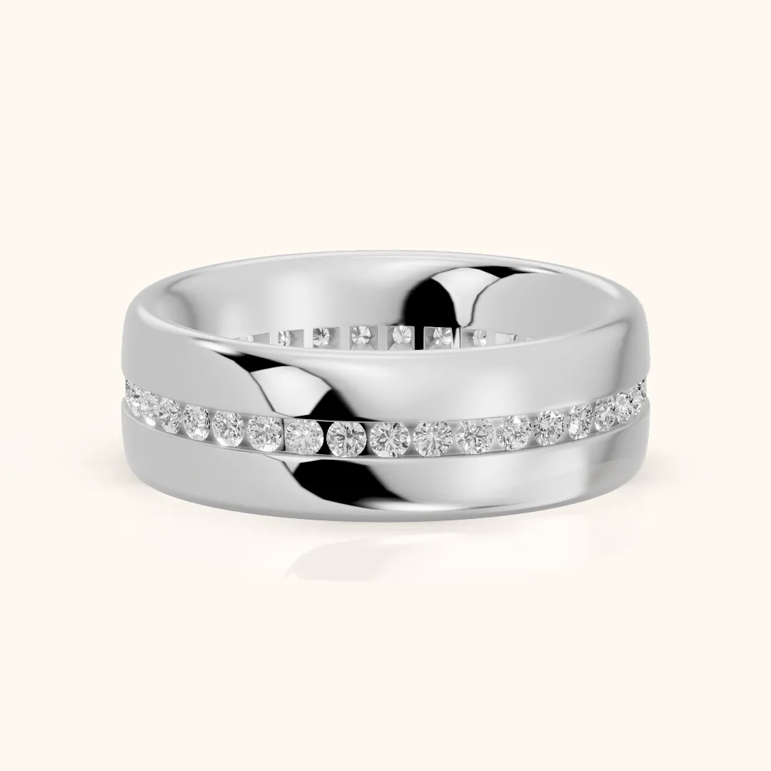 Azura Channel Set Round Diamond Eternity Band in White Gold — view 2
