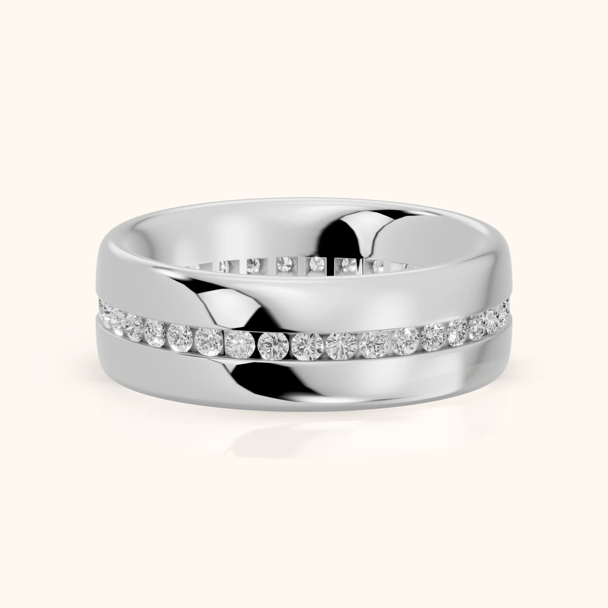 Azura Channel Set Round Diamond Eternity Band in White Gold — view 1