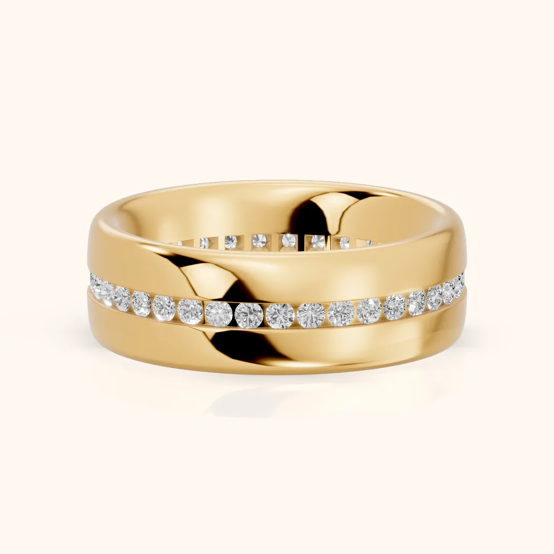 Azura Channel Set Round Diamond Eternity Band in Yellow Gold — view 2