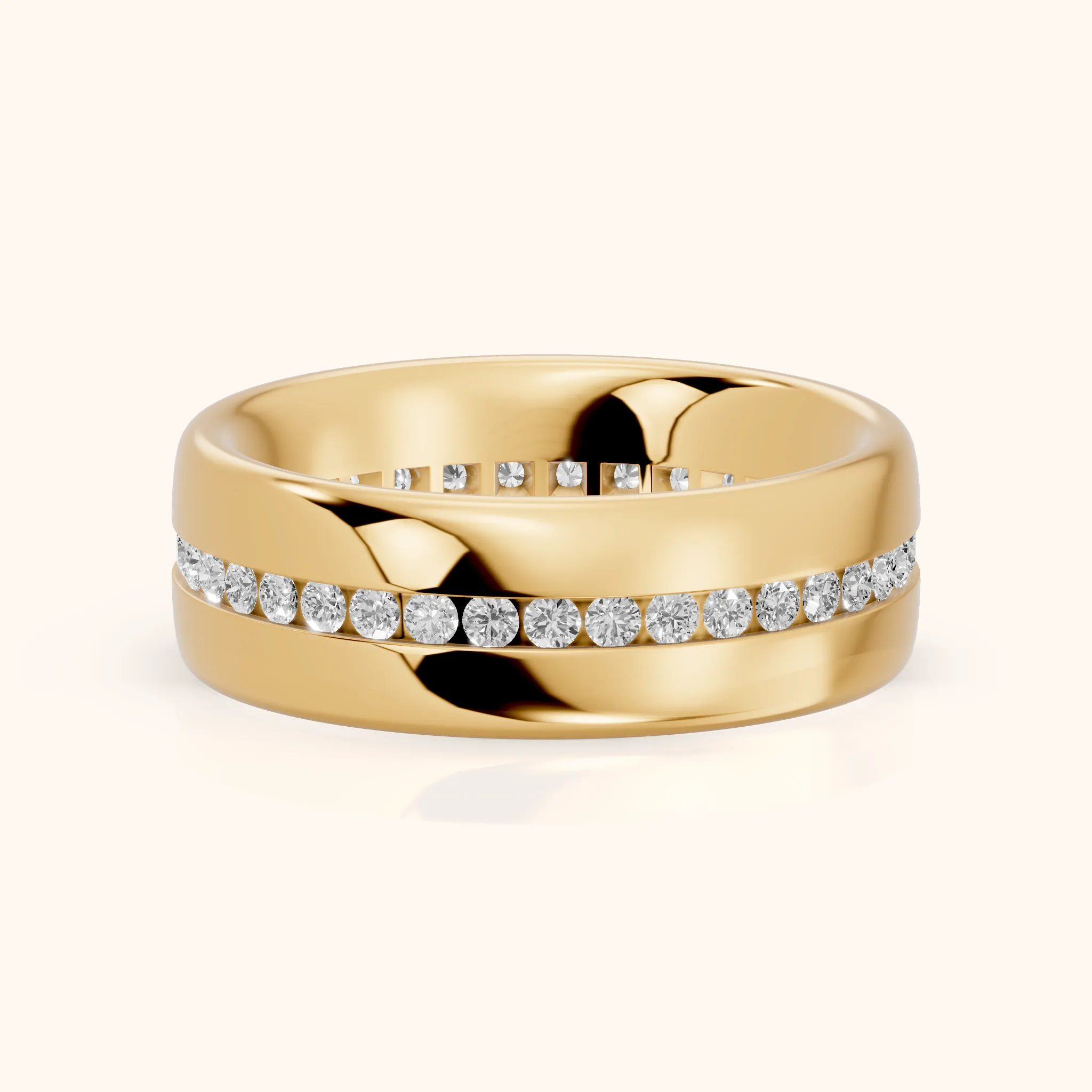 Azura Channel Set Round Diamond Eternity Band in Yellow Gold — view 1