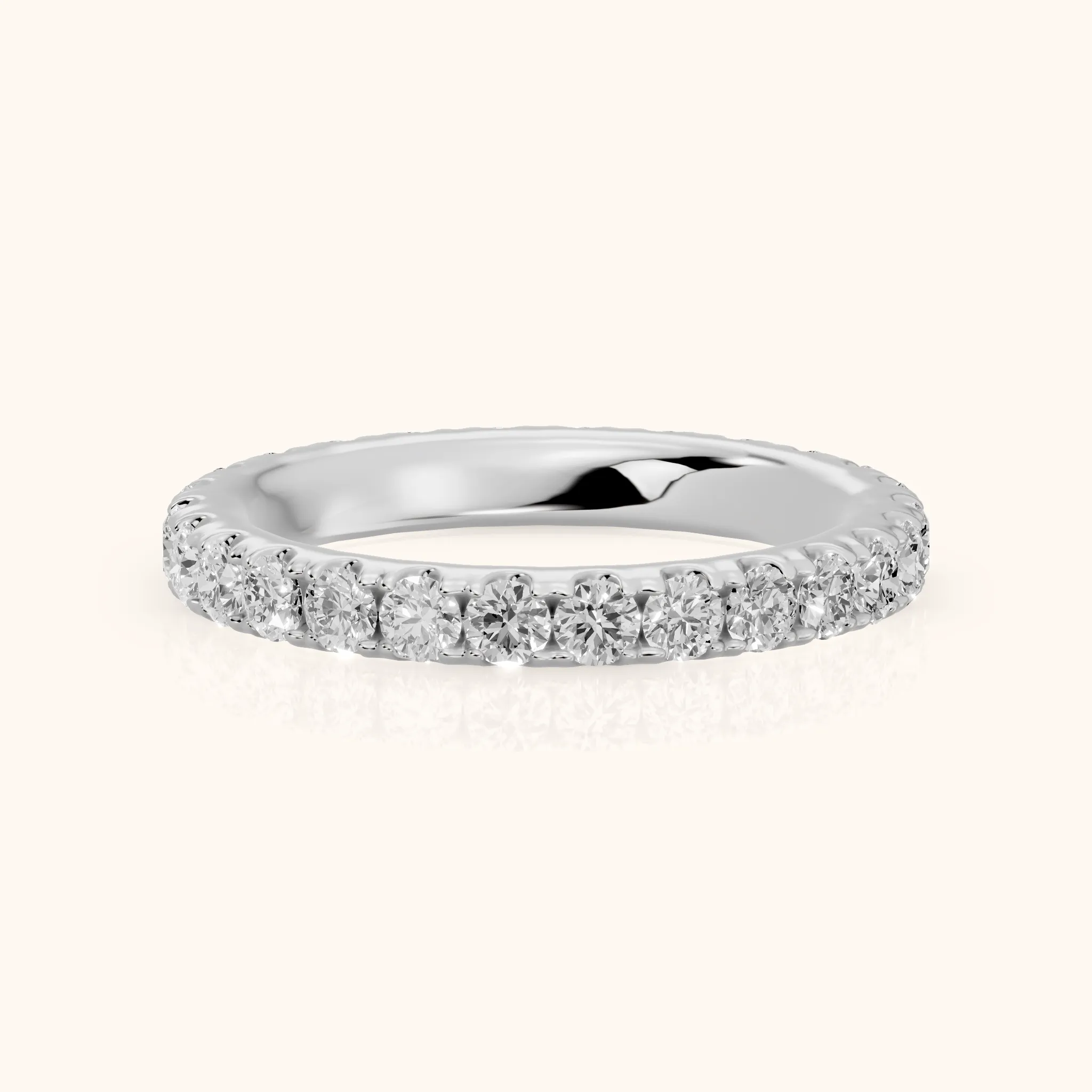 Cara French Pavé Round Diamond Eternity Band in Silver — view 1