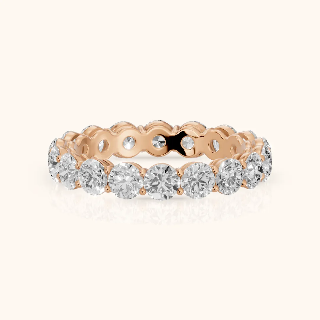 Dara Shared Prong Round Diamond Eternity Band in Rose Gold — view 2