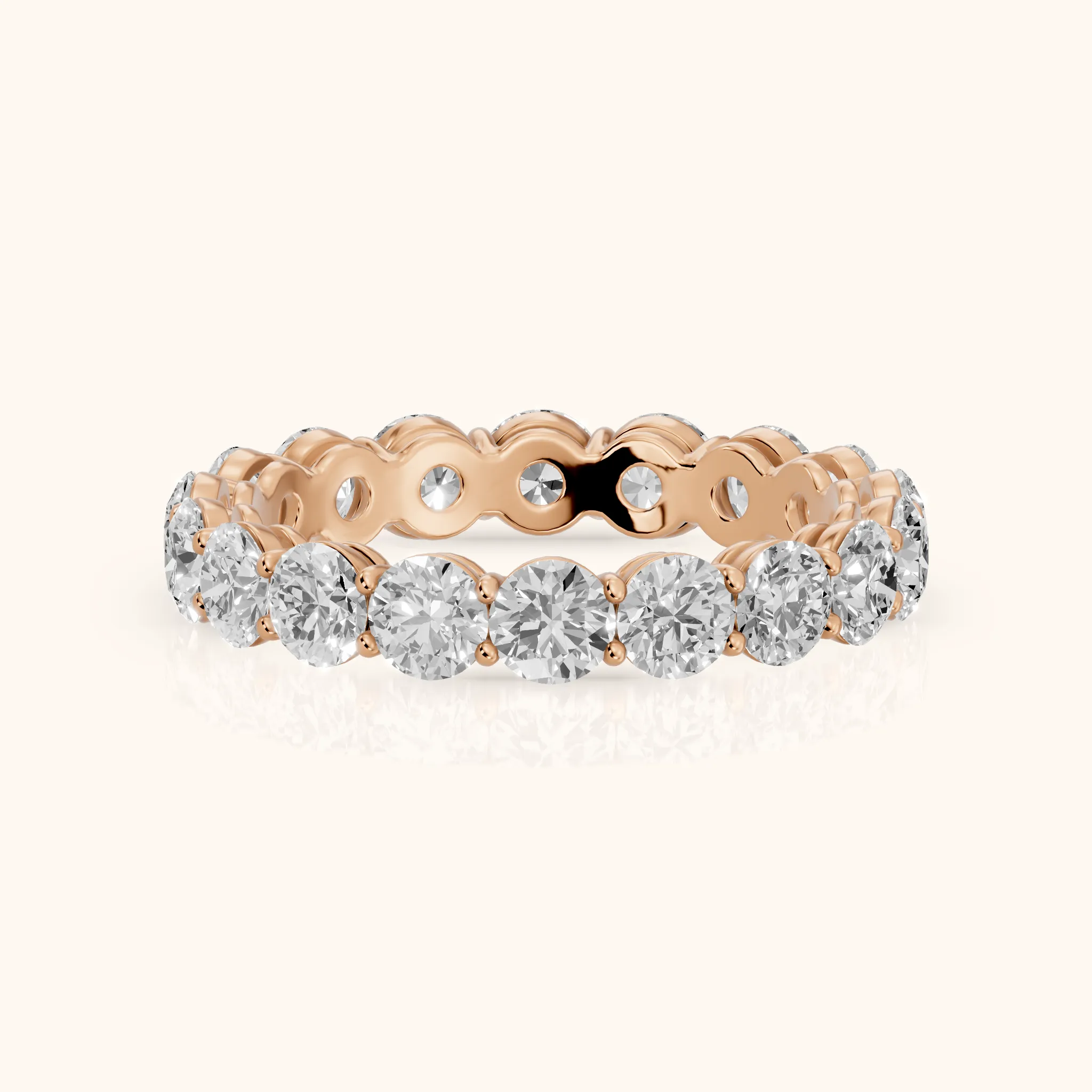 Dara Shared Prong Round Diamond Eternity Band in Rose Gold — view 1