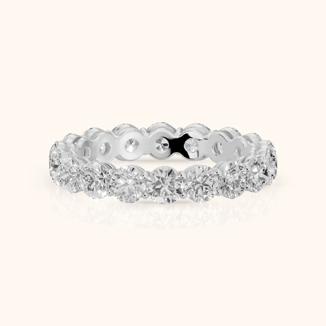 Dara Shared Prong Round Diamond Eternity Band in Silver — view 2