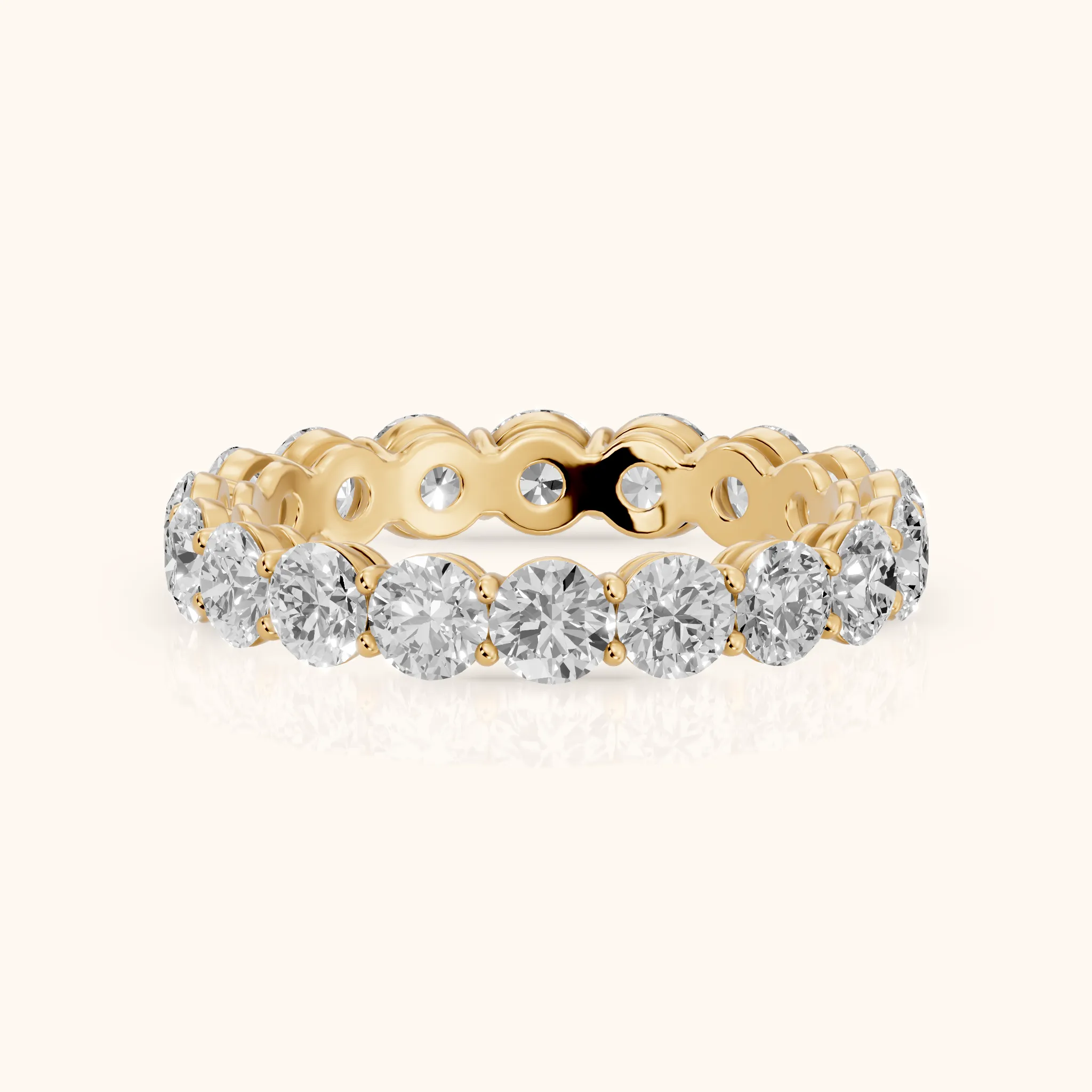 Dara Shared Prong Round Diamond Eternity Band in Yellow Gold — view 1