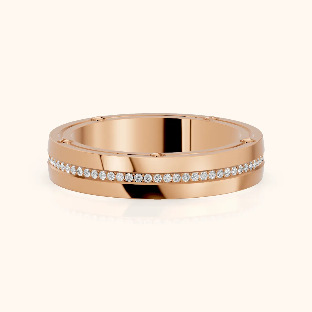 Elora Micropavé Round Diamond Eternity Band in Rose Gold — view 2