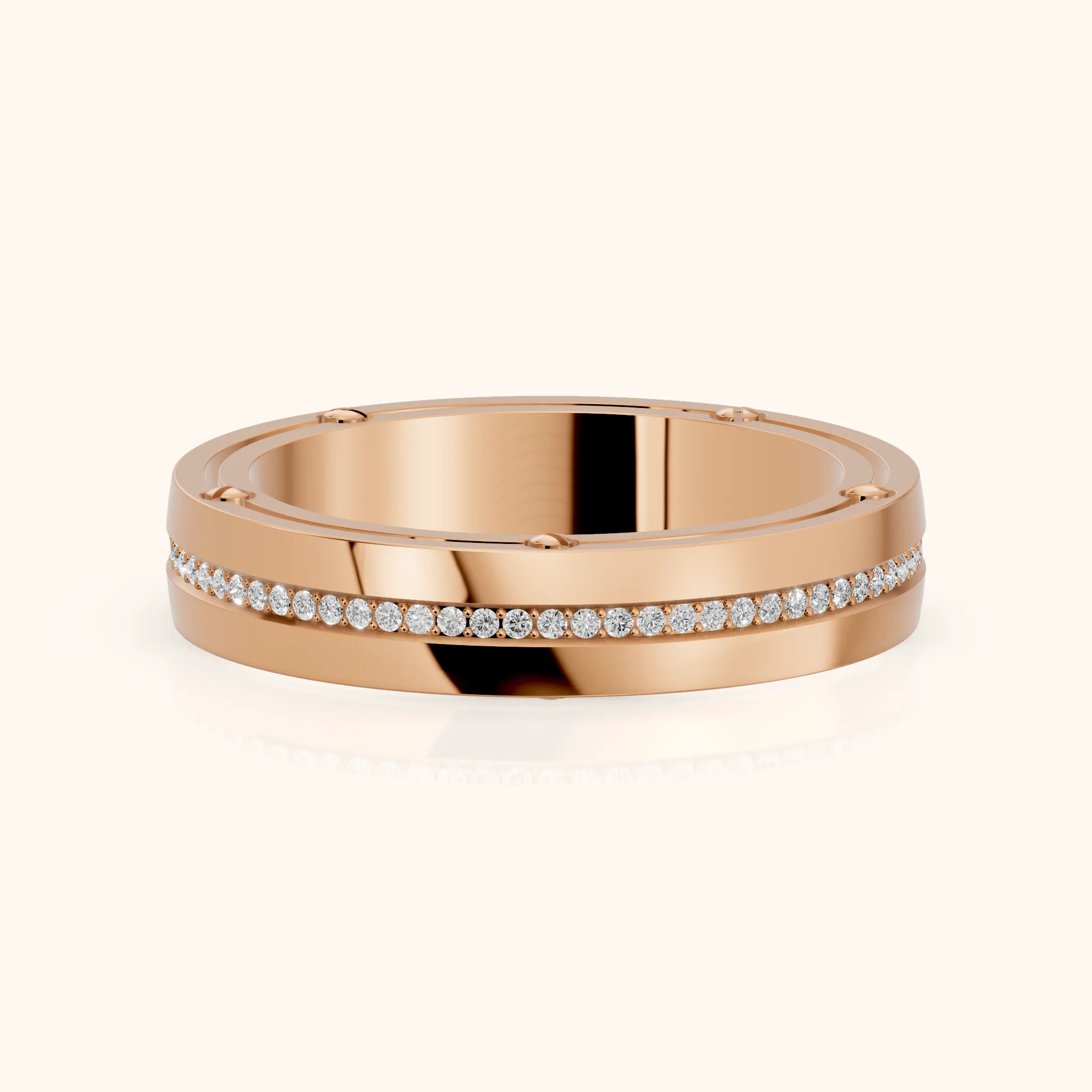 Elora Micropavé Round Diamond Eternity Band in Rose Gold — view 1