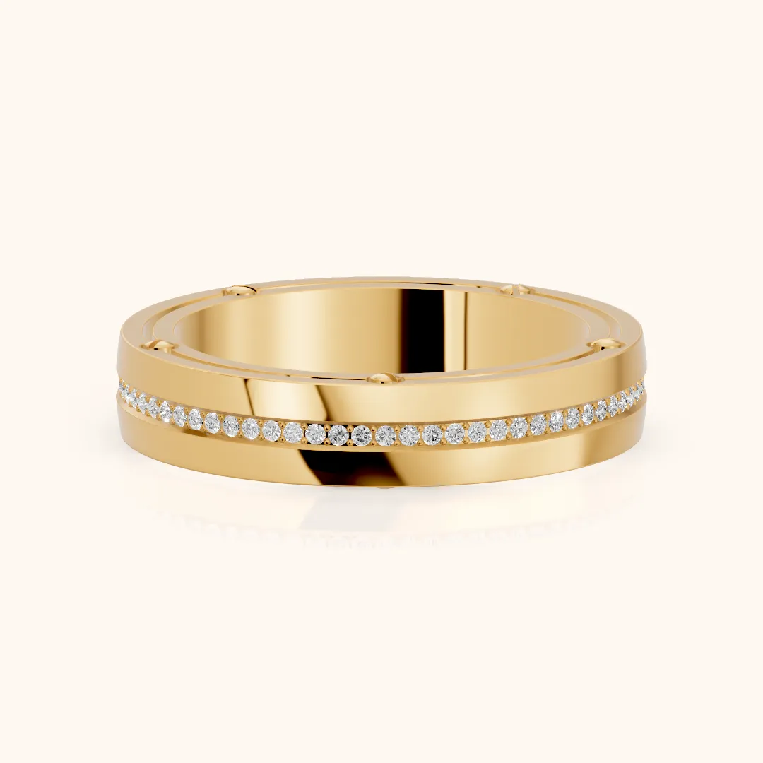 Elora Micropavé Round Diamond Eternity Band in Yellow Gold — view 2