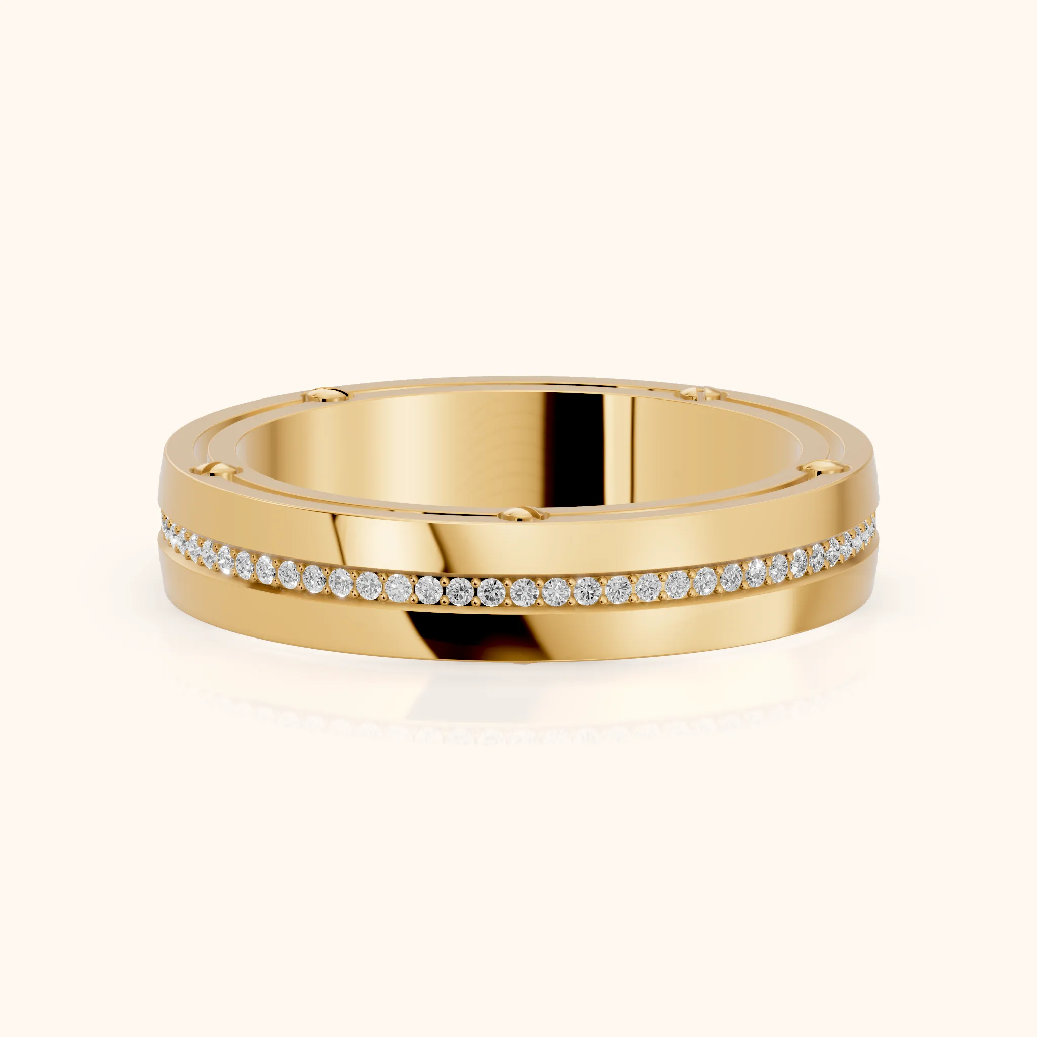 Elora Micropavé Round Diamond Eternity Band in Yellow Gold — view 1