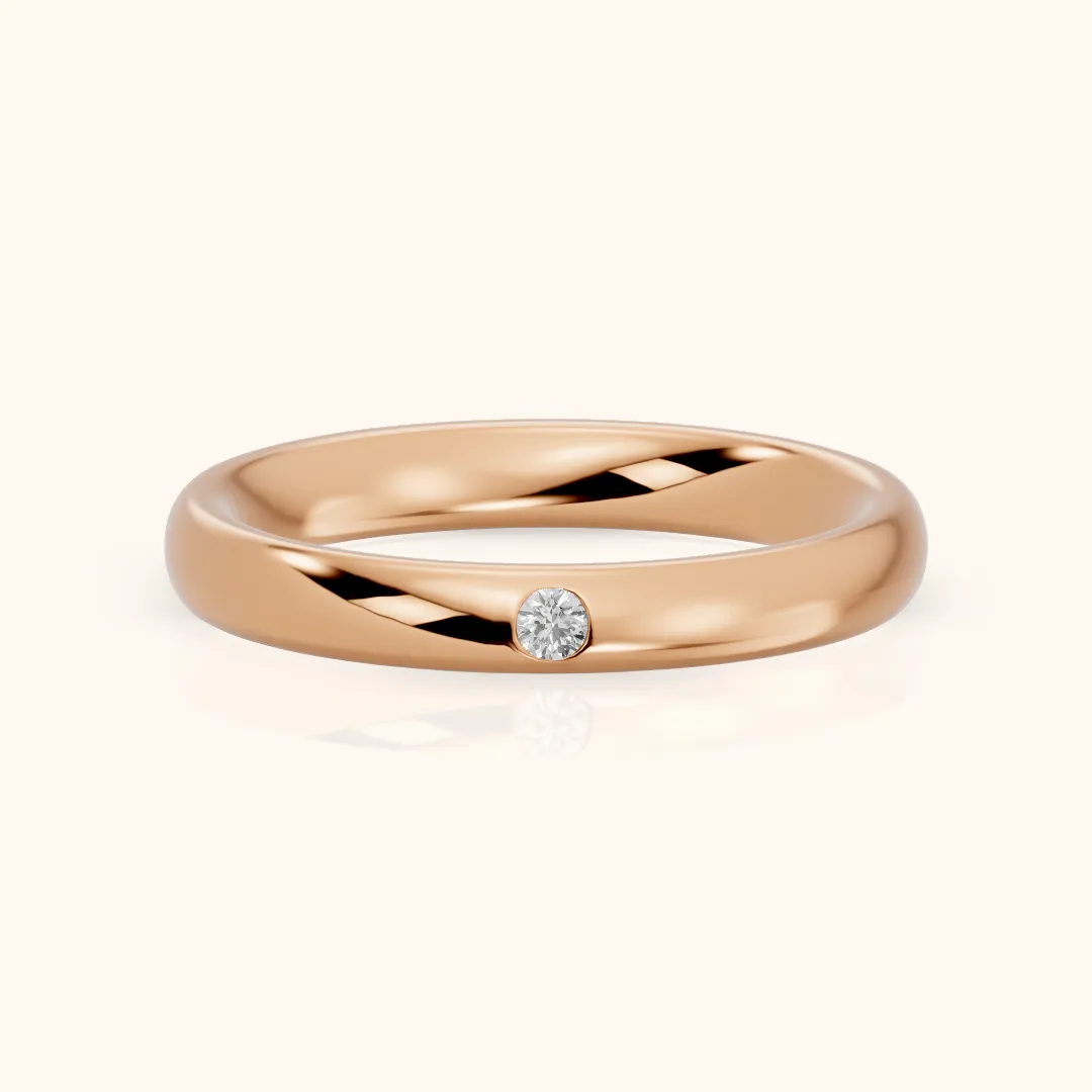 Hana Comfort Fit Bezel Round Diamond Wedding Band in Rose Gold — view 2