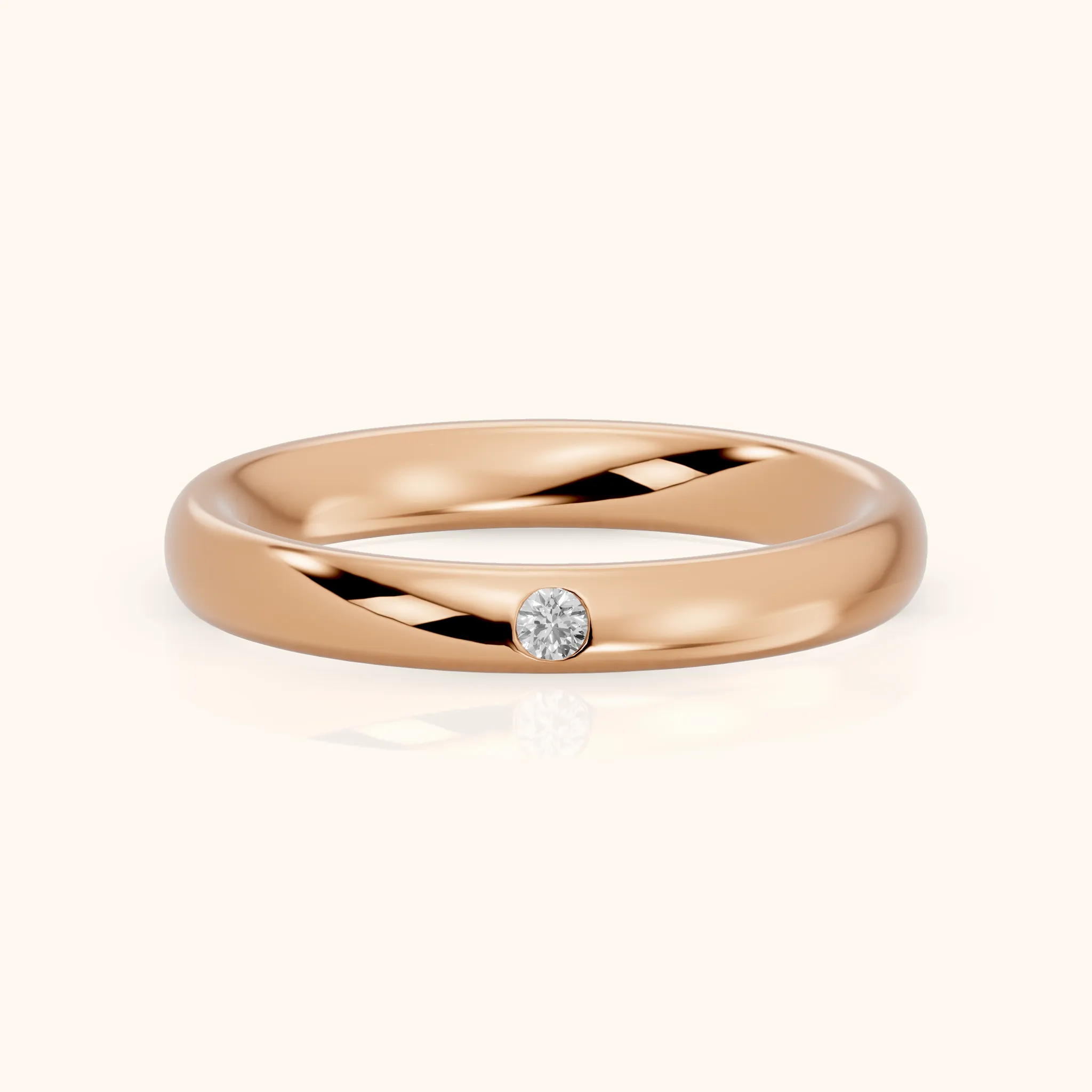 Hana Comfort Fit Bezel Round Diamond Wedding Band in Rose Gold — view 1