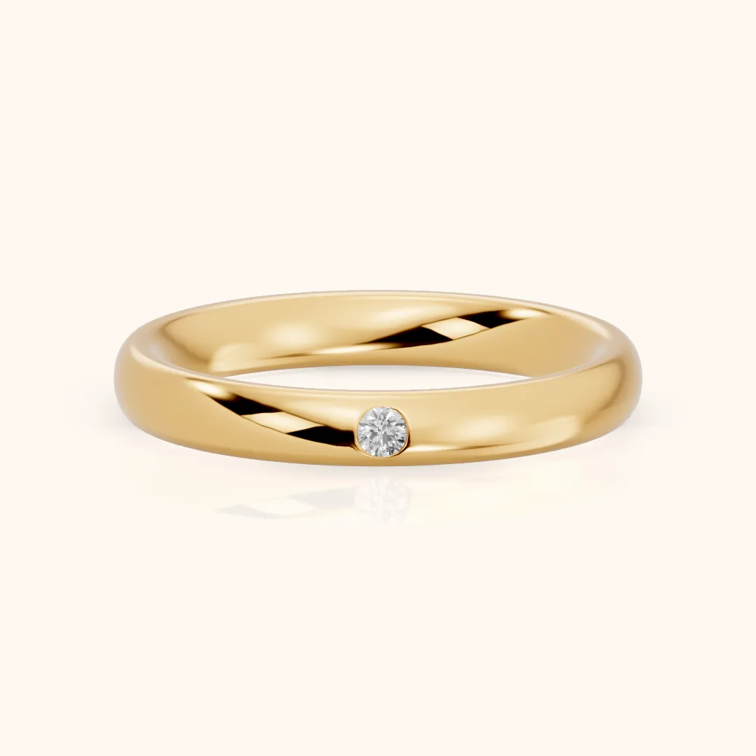 Hana Comfort Fit Bezel Round Diamond Wedding Band in Yellow Gold — view 2
