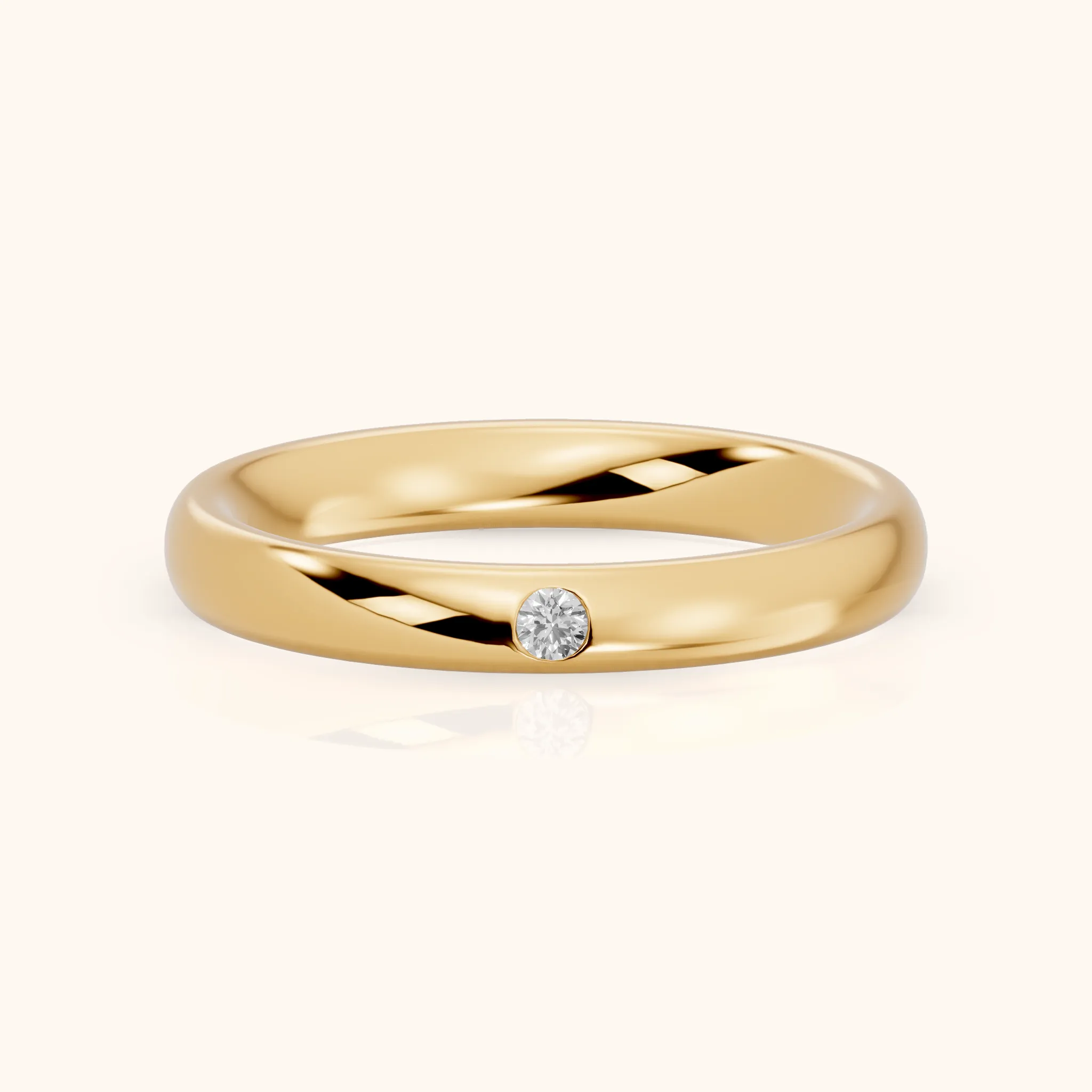 Hana Comfort Fit Bezel Round Diamond Wedding Band in Yellow Gold — view 1