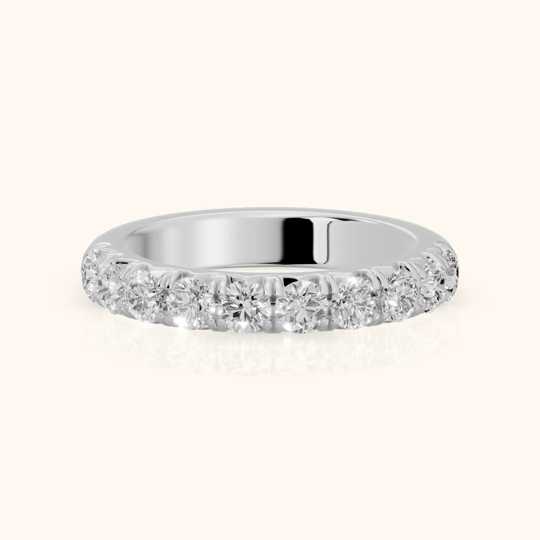 Joelle Shared Prong Round Diamond Half Eternity Band in Silver — view 2