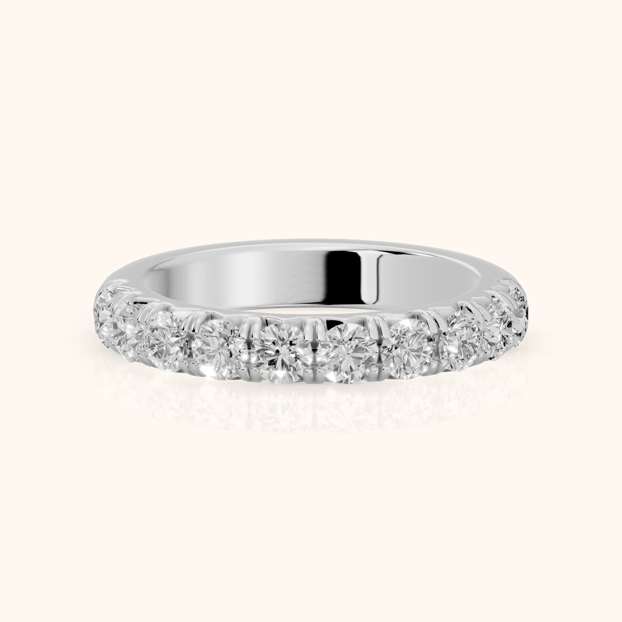 Joelle Shared Prong Round Diamond Half Eternity Band in Silver — view 1