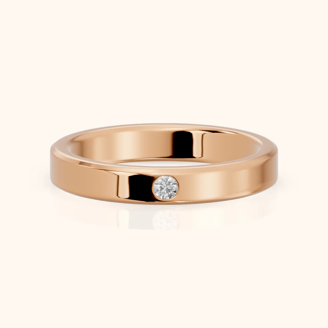 Kiara Classic Bezel Round Diamond Wedding Band in Rose Gold — view 2