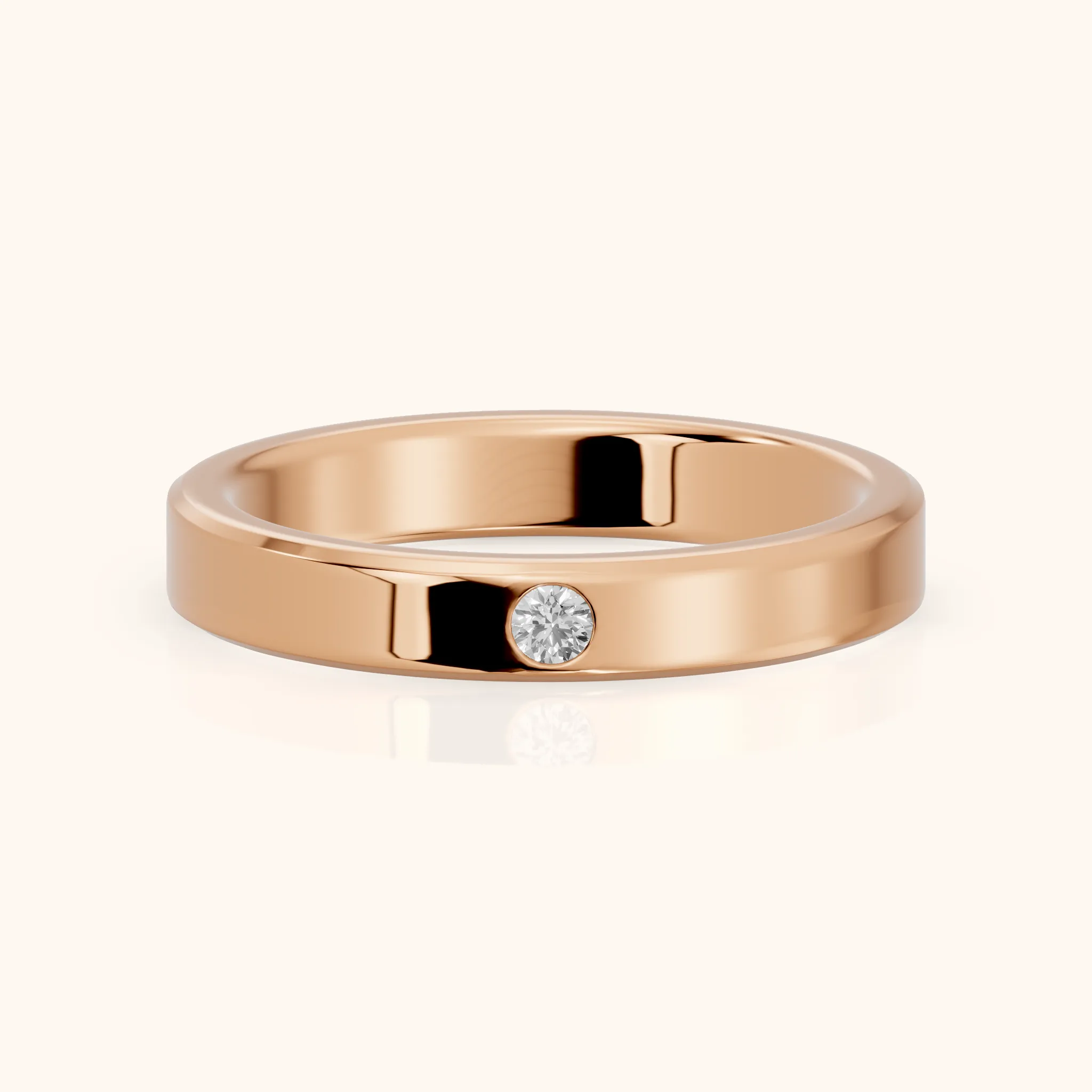 Kiara Classic Bezel Round Diamond Wedding Band in Rose Gold — view 1
