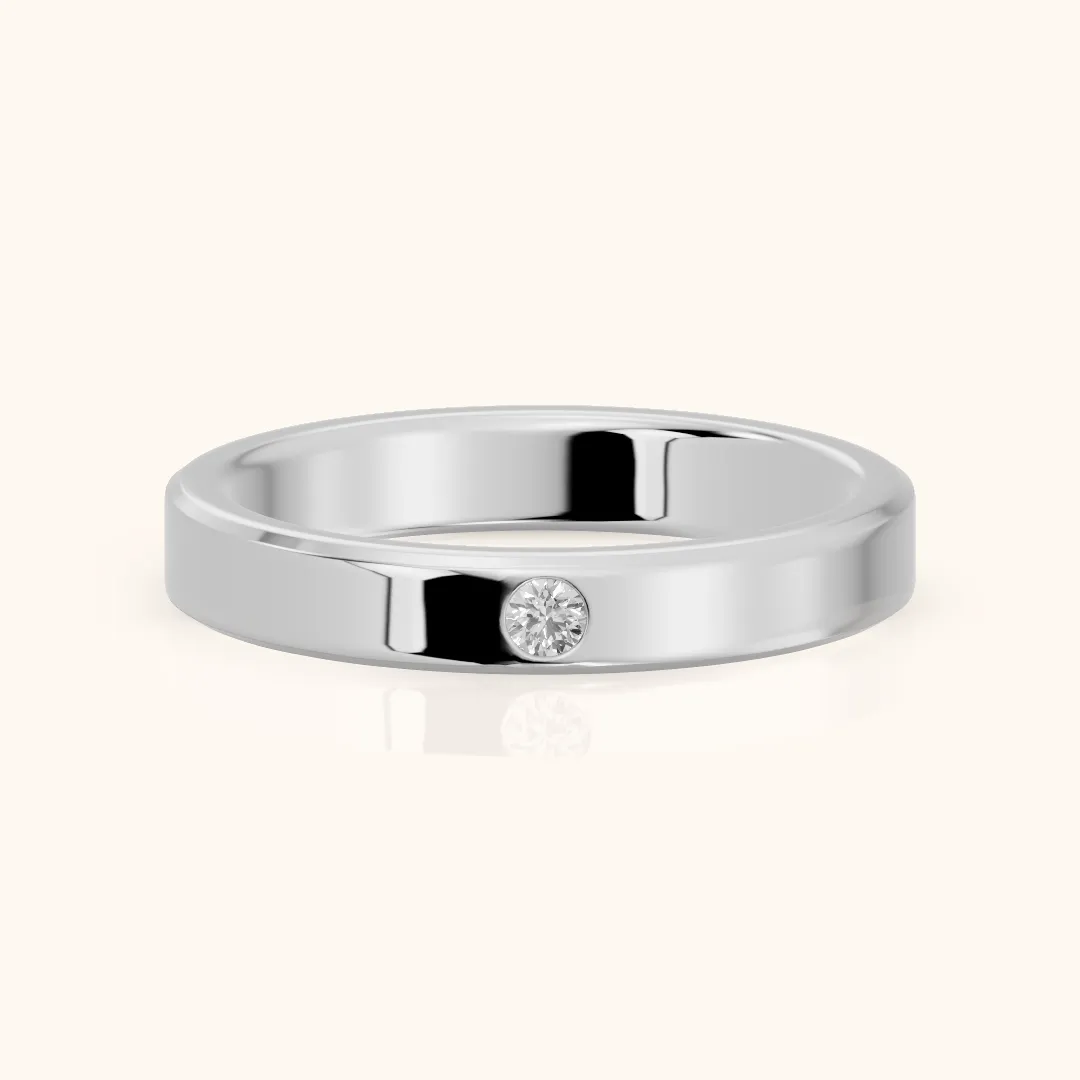 Kiara Classic Bezel Round Diamond Wedding Band in Silver — view 2
