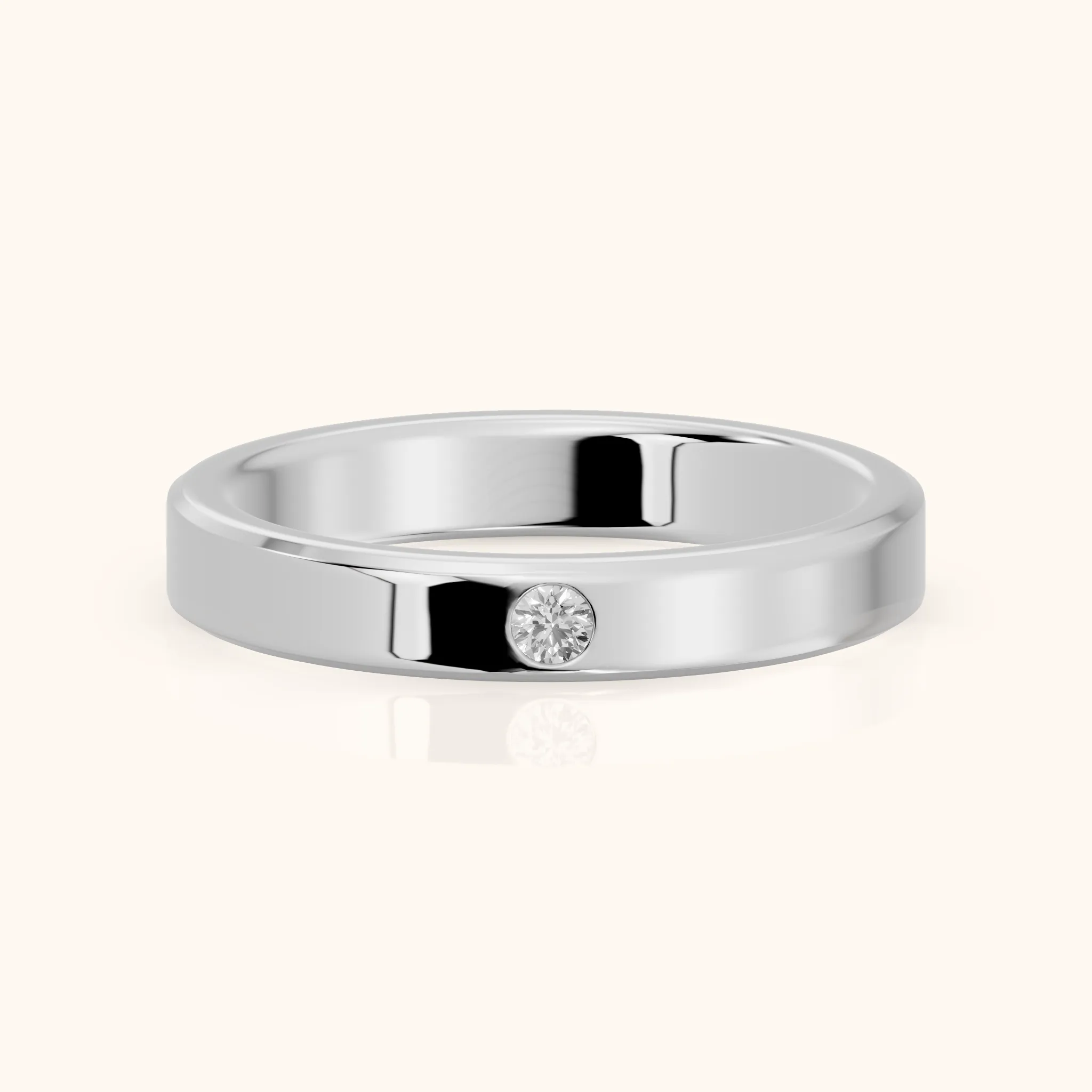 Kiara Classic Bezel Round Diamond Wedding Band in Silver — view 1