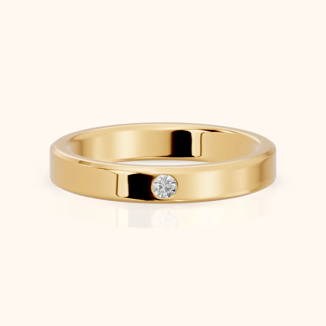 Kiara Classic Bezel Round Diamond Wedding Band in Yellow Gold — view 2