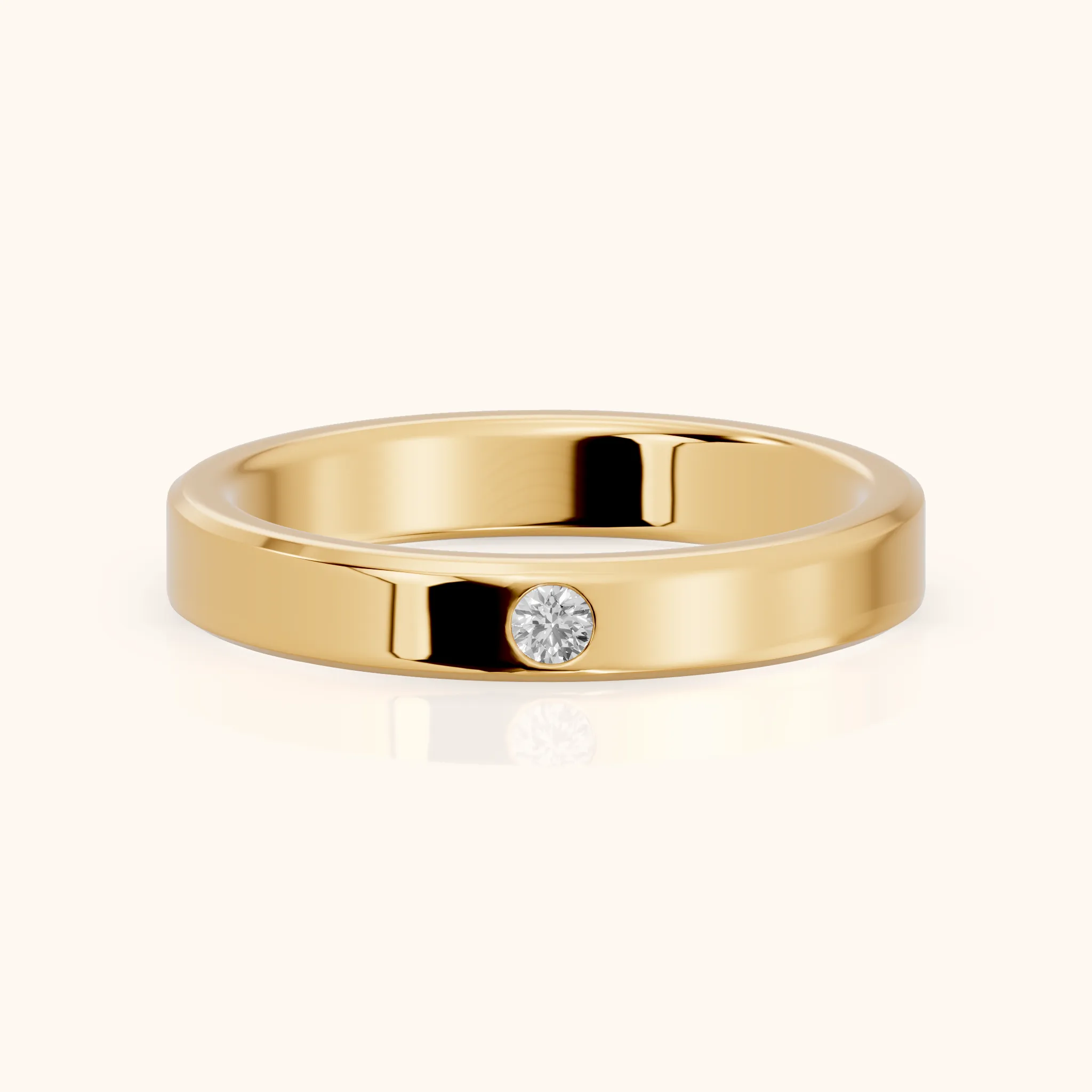 Kiara Classic Bezel Round Diamond Wedding Band in Yellow Gold — view 1