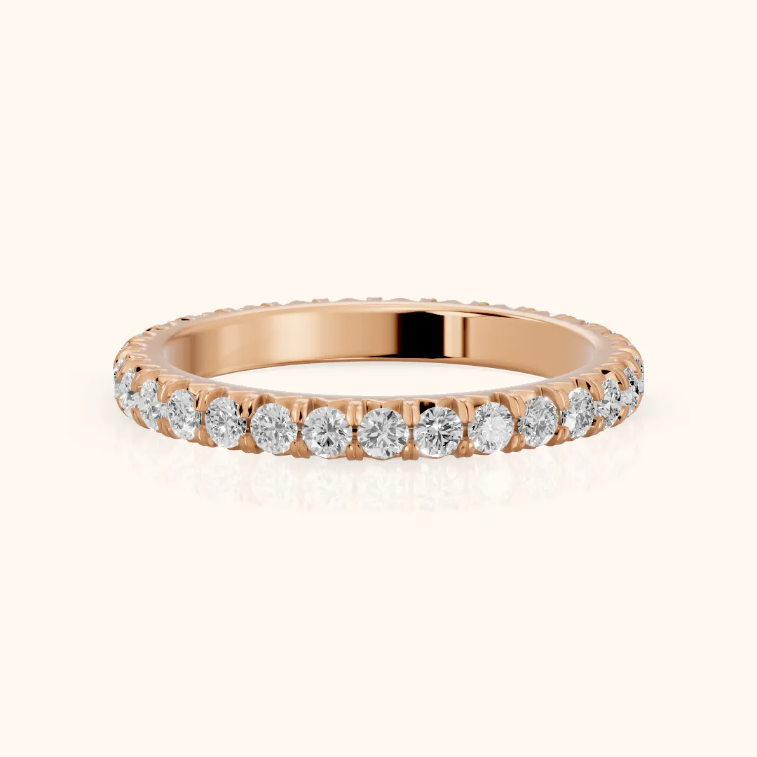 Lani French Pavé Round Diamond Eternity Band in Rose Gold — view 2