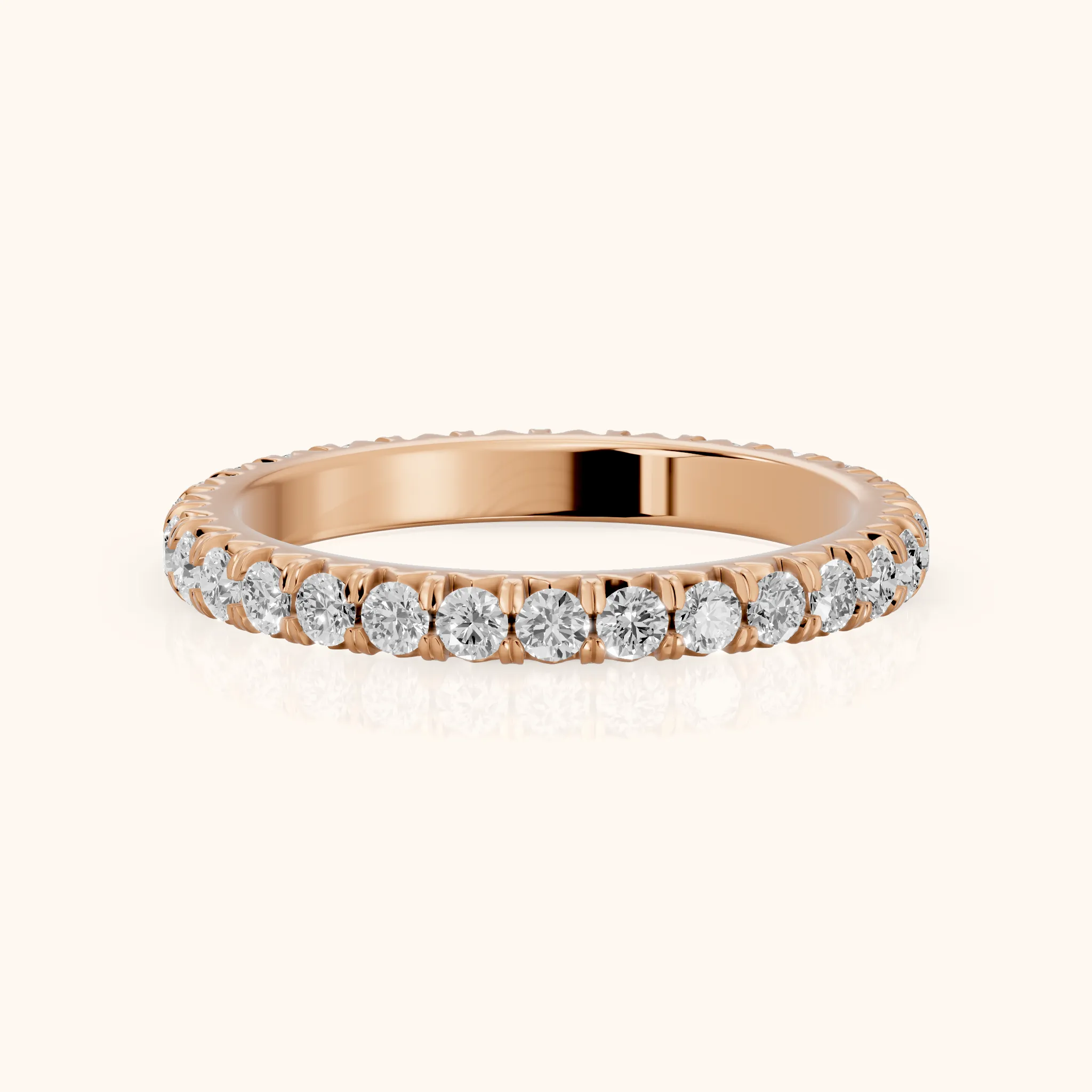 Lani French Pavé Round Diamond Eternity Band in Rose Gold — view 1