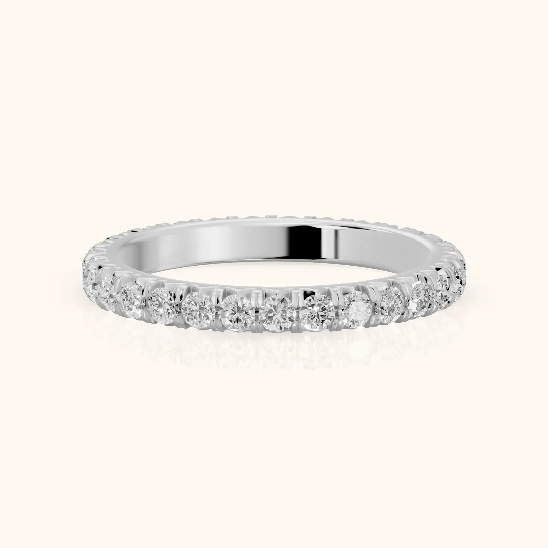 Lani French Pavé Round Diamond Eternity Band in White Gold — view 2