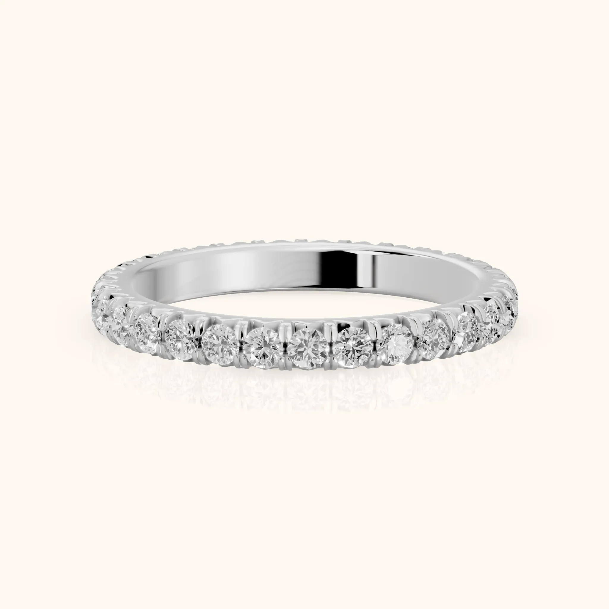 Lani French Pavé Round Diamond Eternity Band in White Gold — view 1
