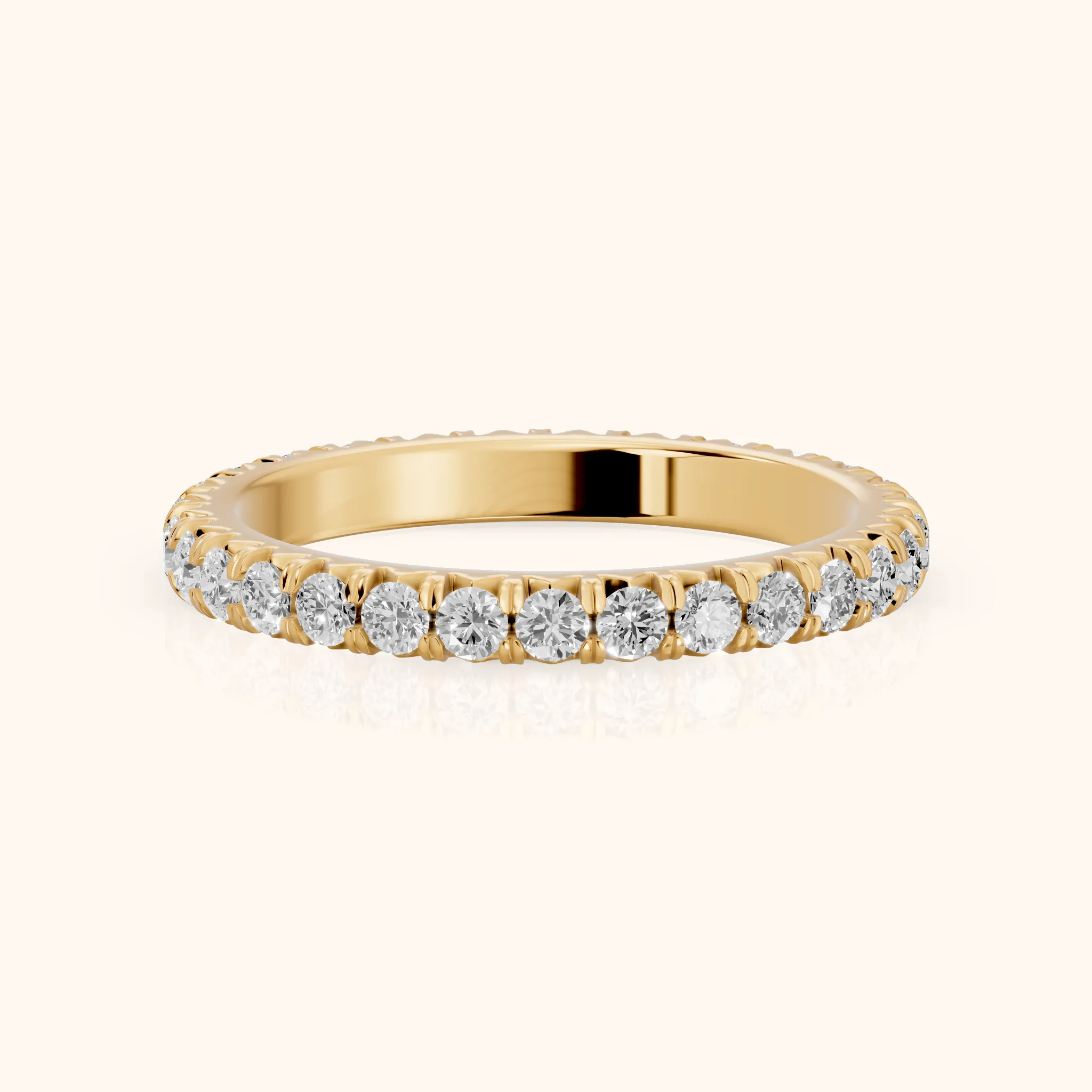 Lani French Pavé Round Diamond Eternity Band in Yellow Gold — view 1