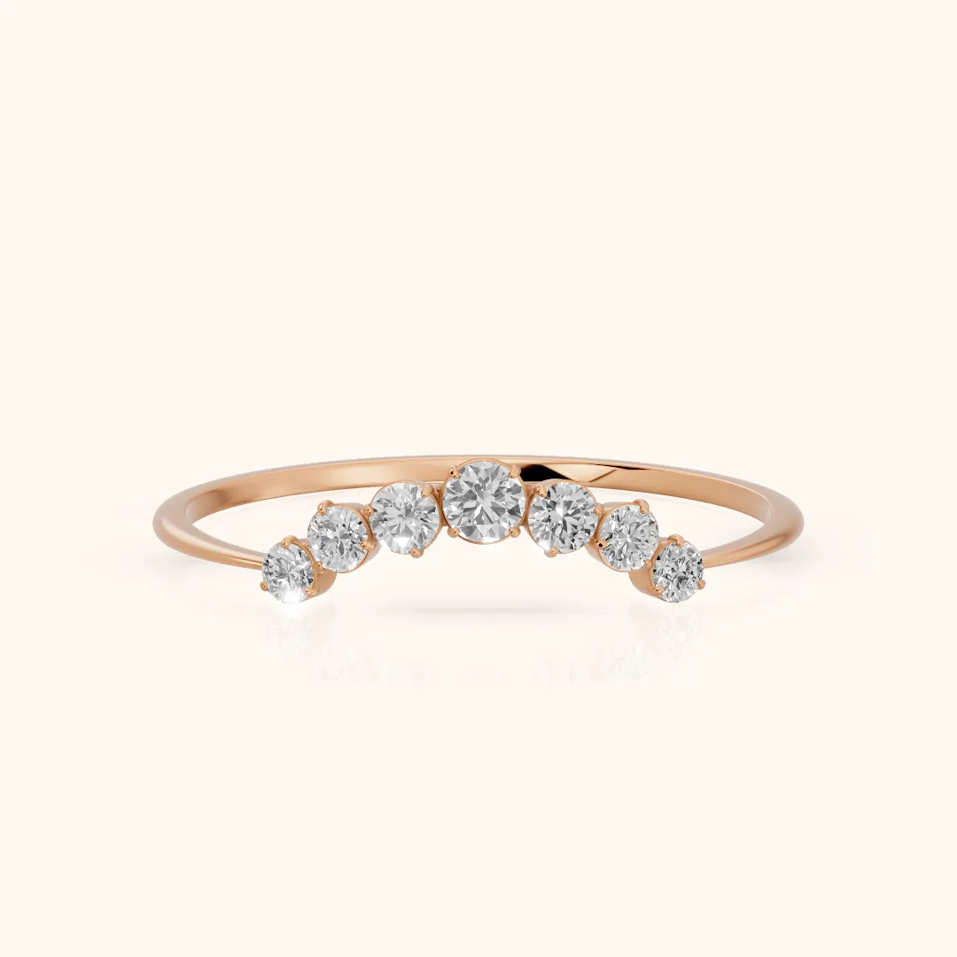 Lumi Curved Round Diamond Stackable Ring in Rose Gold — view 2