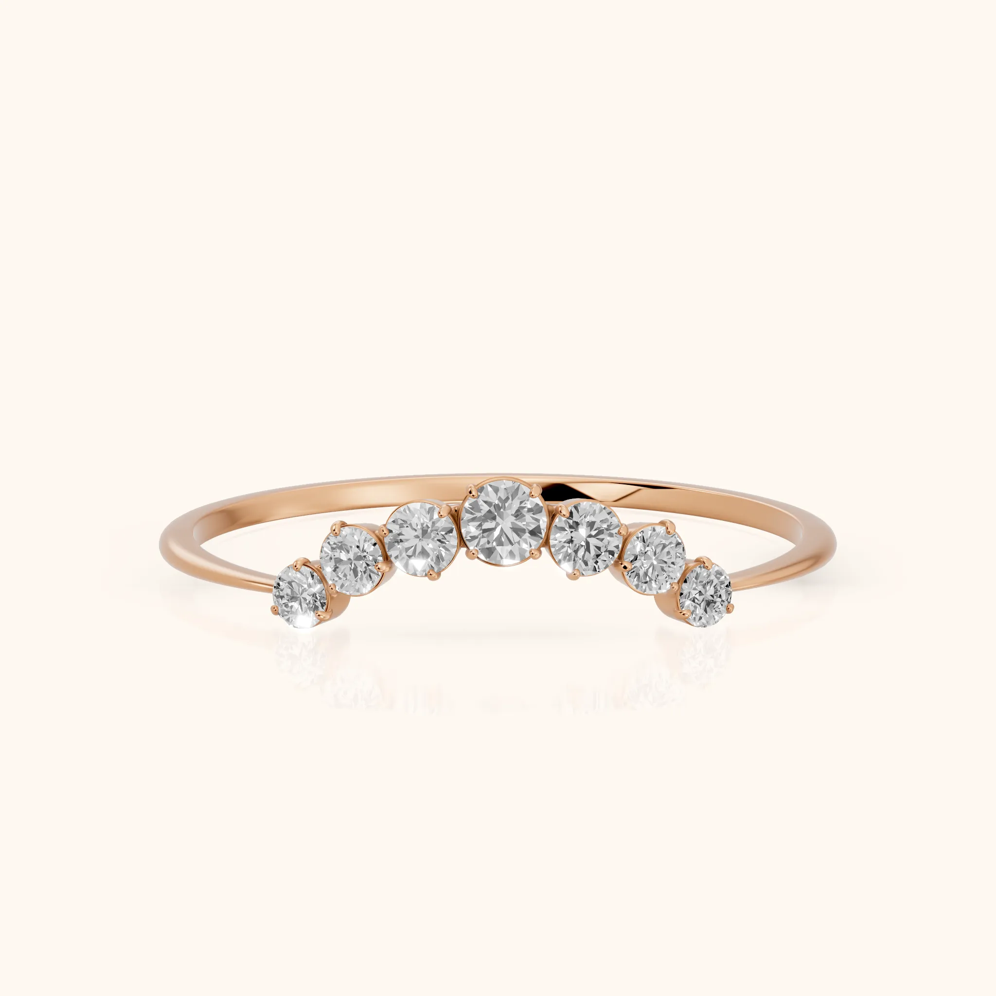 Lumi Curved Round Diamond Stackable Ring in Rose Gold — view 1