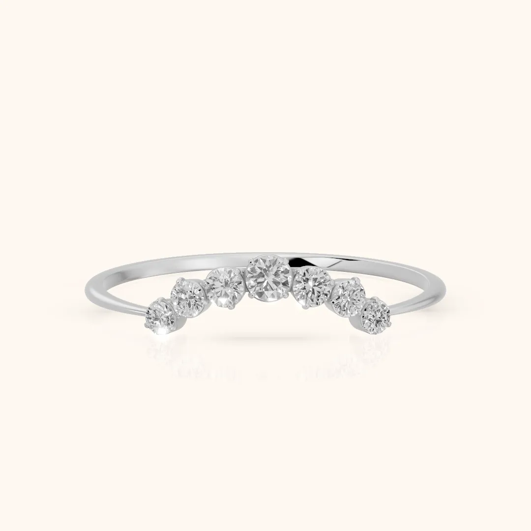 Lumi Curved Round Diamond Stackable Ring in Platinum — view 2