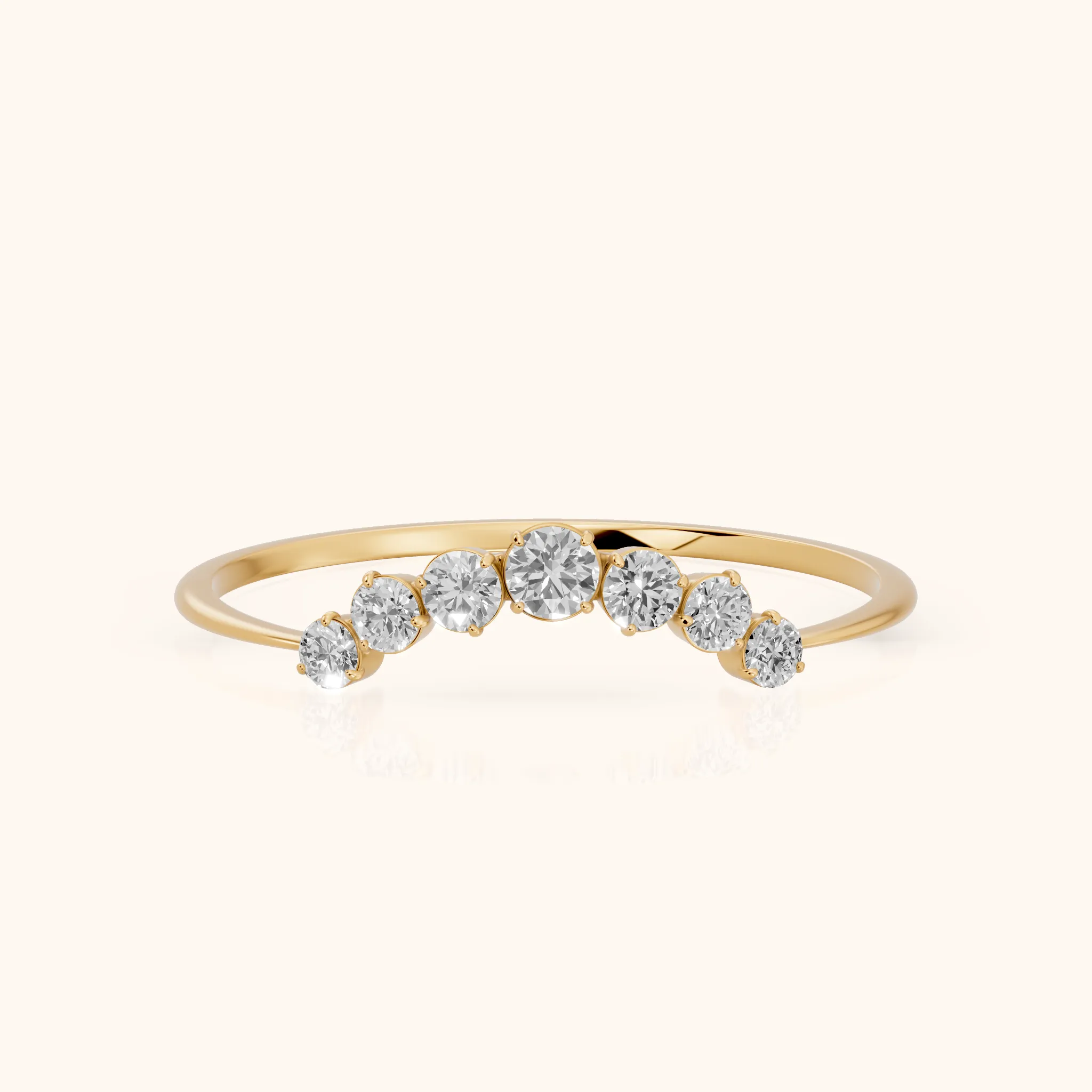 Lumi Curved Round Diamond Stackable Ring in Yellow Gold — view 1