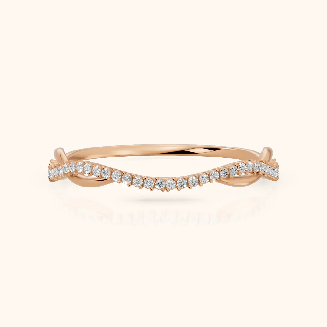 Ivy Petite Twist Round Diamond Half Eternity Band in Rose Gold — view 2