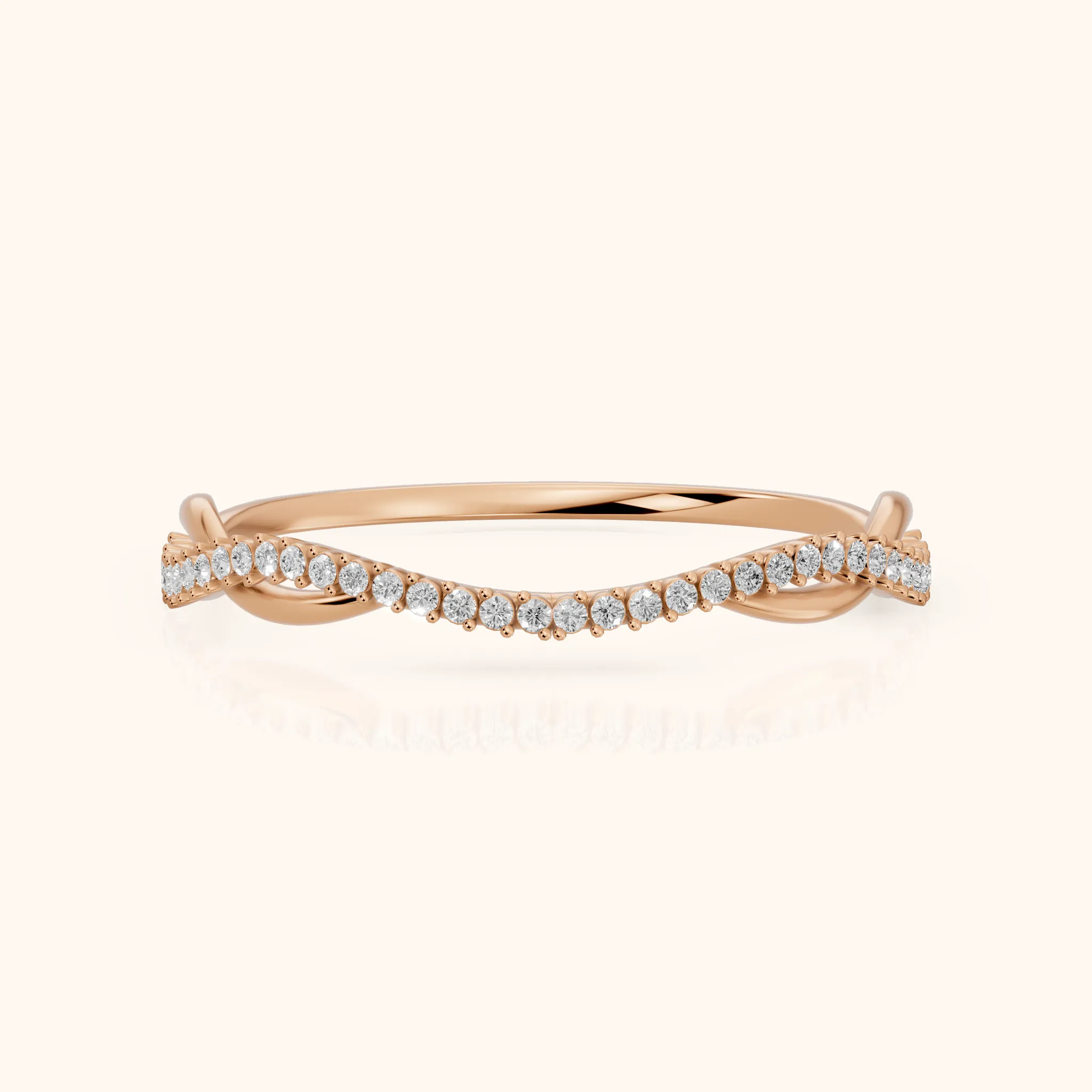 Ivy Petite Twist Round Diamond Half Eternity Band in Rose Gold — view 1