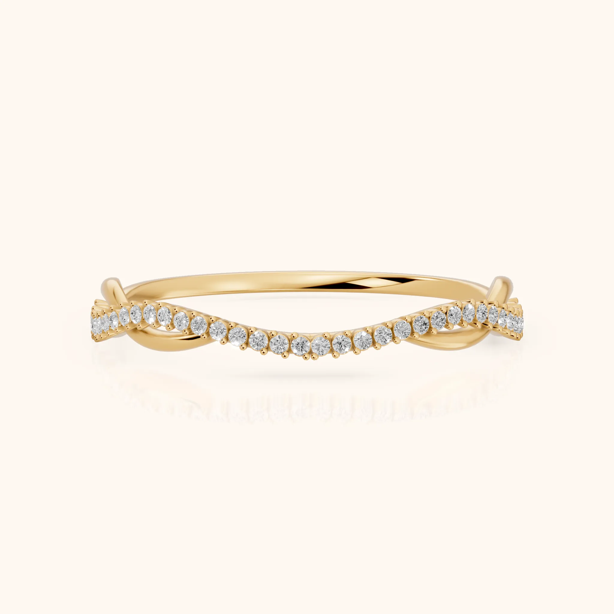 Amani Petite Twist Round Diamond Half Eternity Band in Yellow Gold — view 1