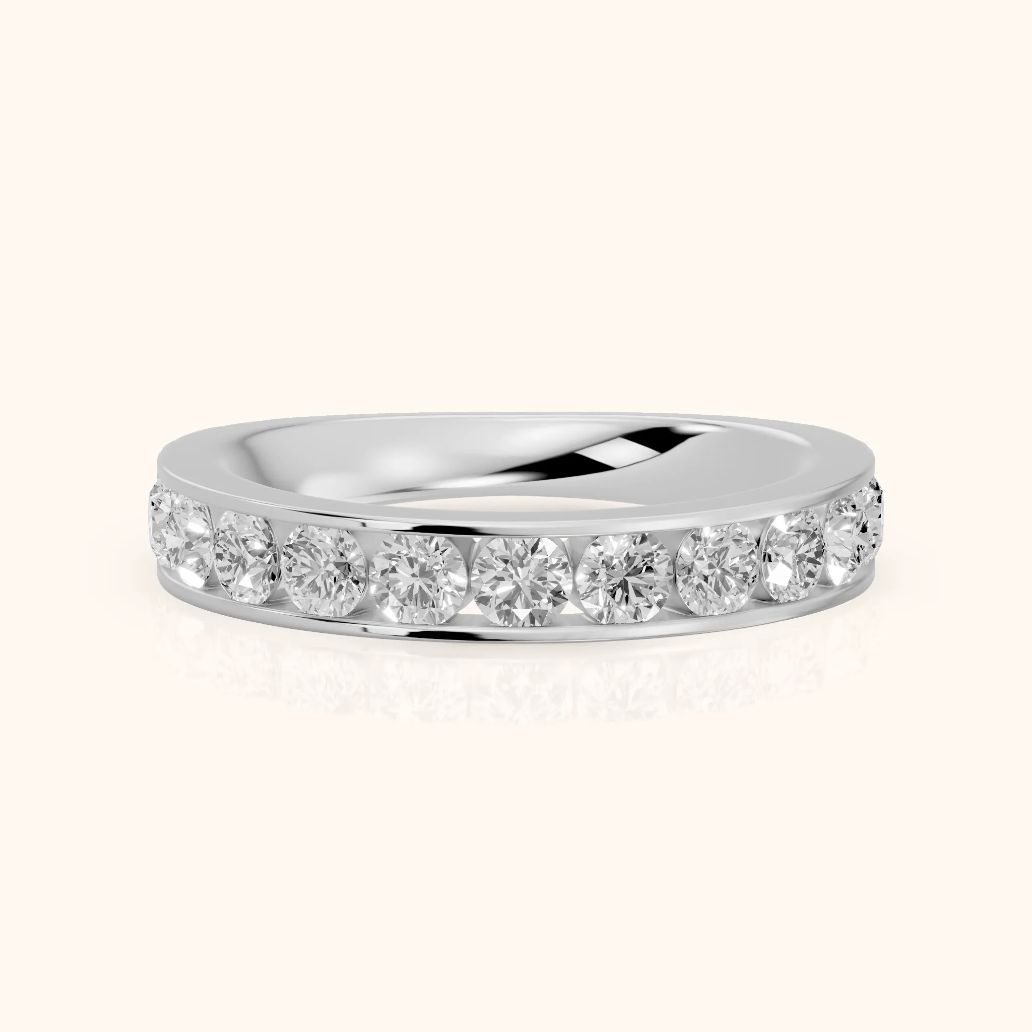 Oriana Channel Set Round Diamond Half Eternity Band in Silver — view 1