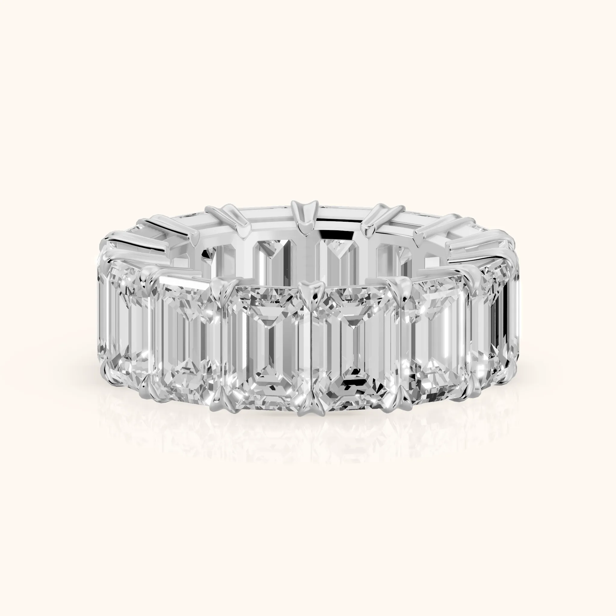 Odessa Shared Prong Emerald Diamond Eternity Band in Silver — view 1