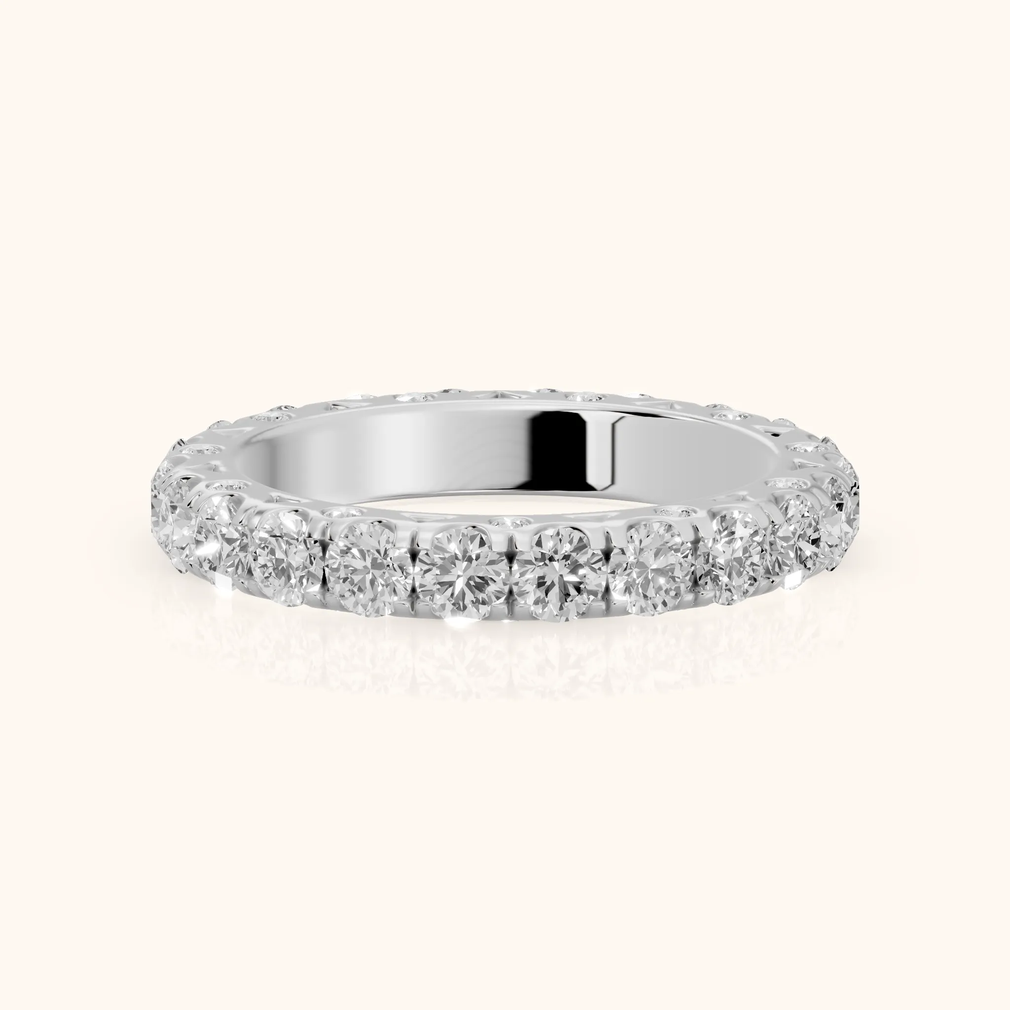 Raina French Pavé Round Diamond Eternity Band in Silver — view 1
