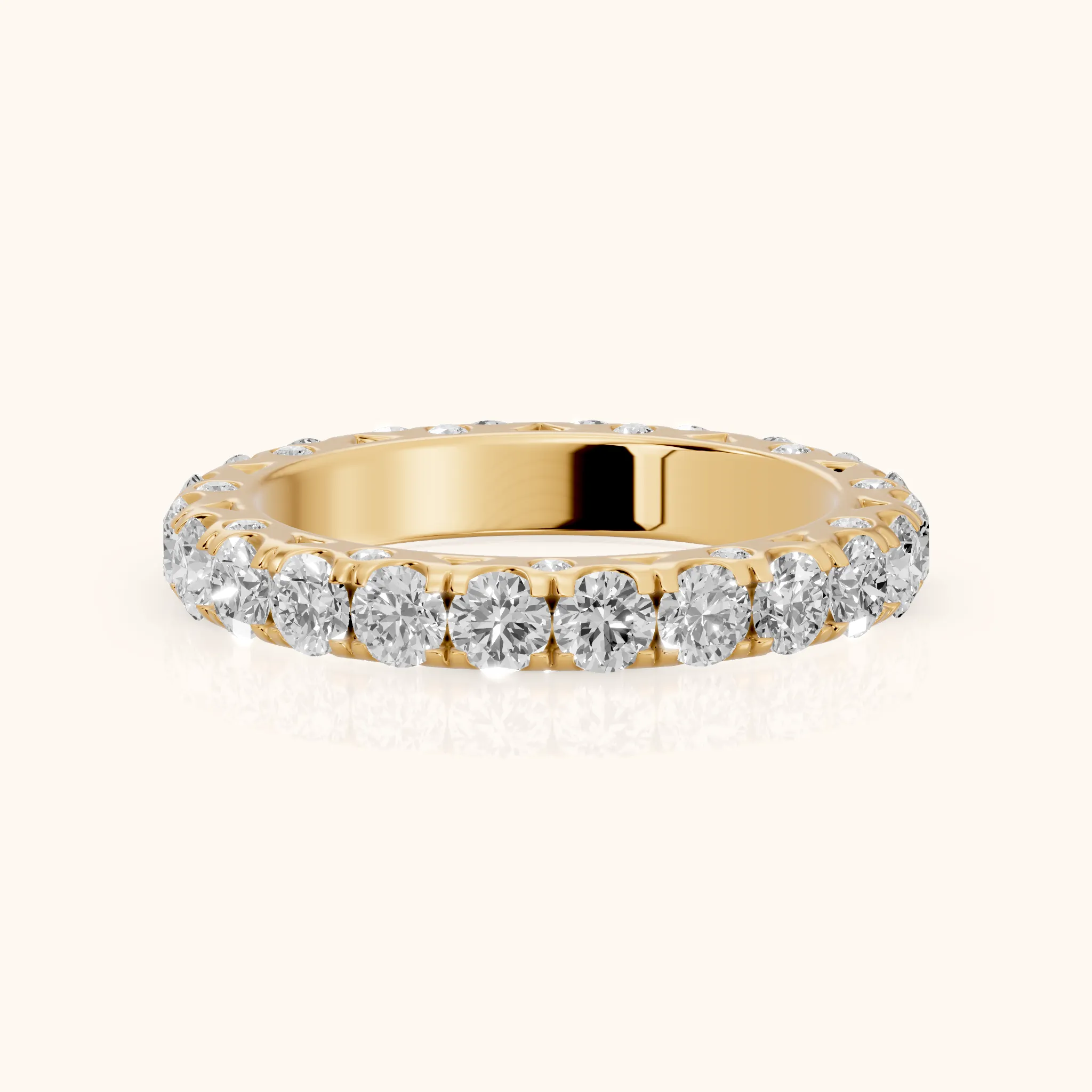 Raina French Pavé Round Diamond Eternity Band in Yellow Gold — view 1